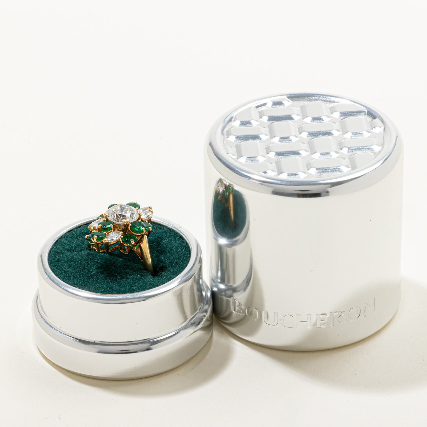 1975 Paris 'Boucheron' Diamond & Emerald Ring | 1.84ct | 0.69ctw | 1.45ctw | Sz 4.5