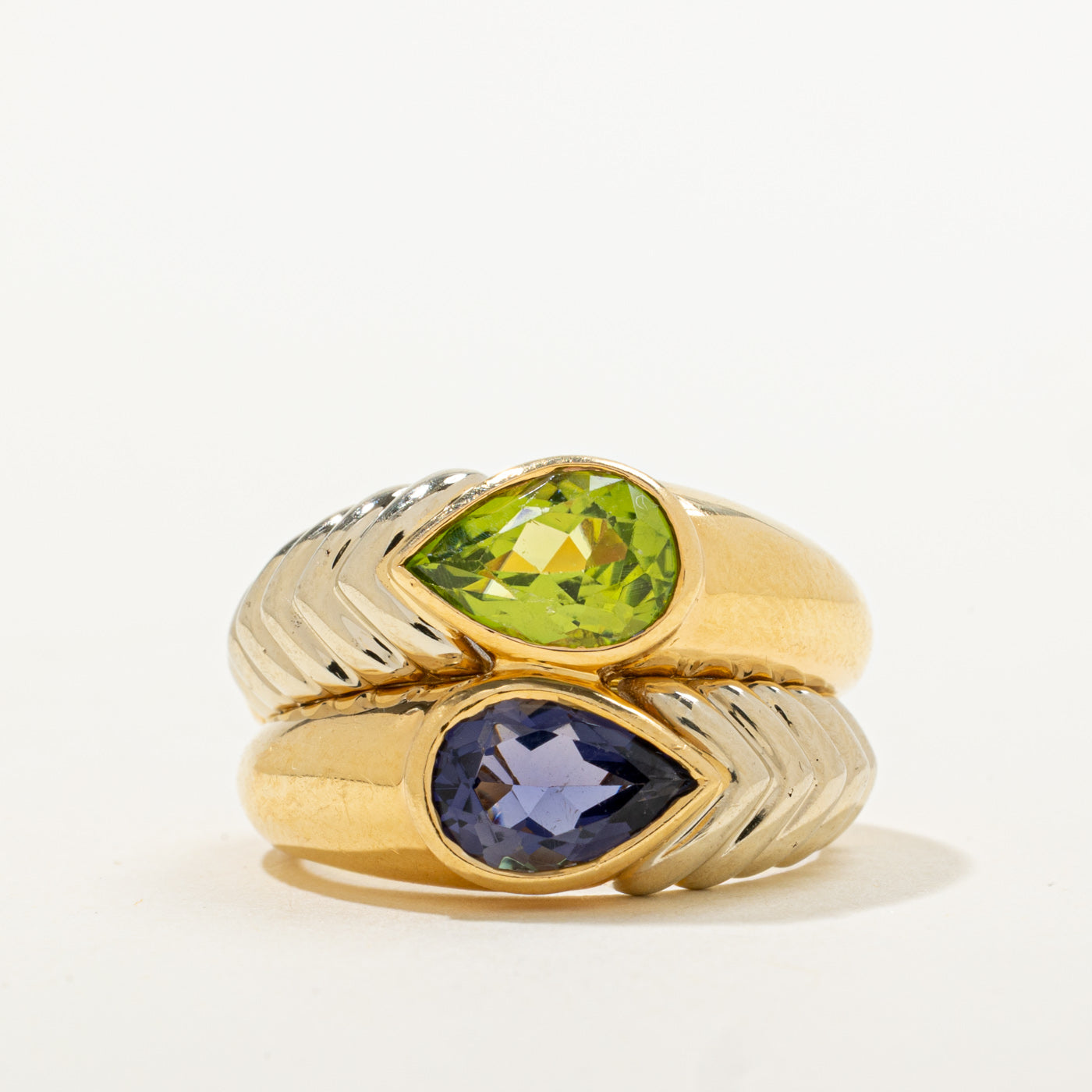 Vintage Italian 'Bvlgari' Iolite & Peridot Doppio Ring | 1.25ct, 1.65ct | SZ 6.5