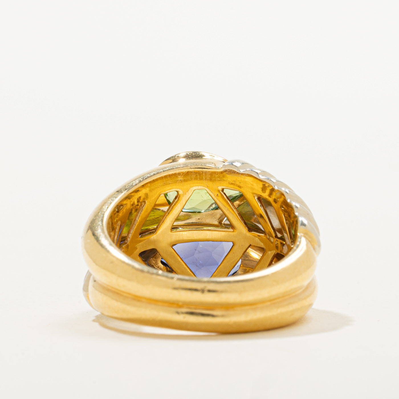 Vintage Italian 'Bvlgari' Iolite & Peridot Doppio Ring | 1.25ct, 1.65ct | SZ 6.5