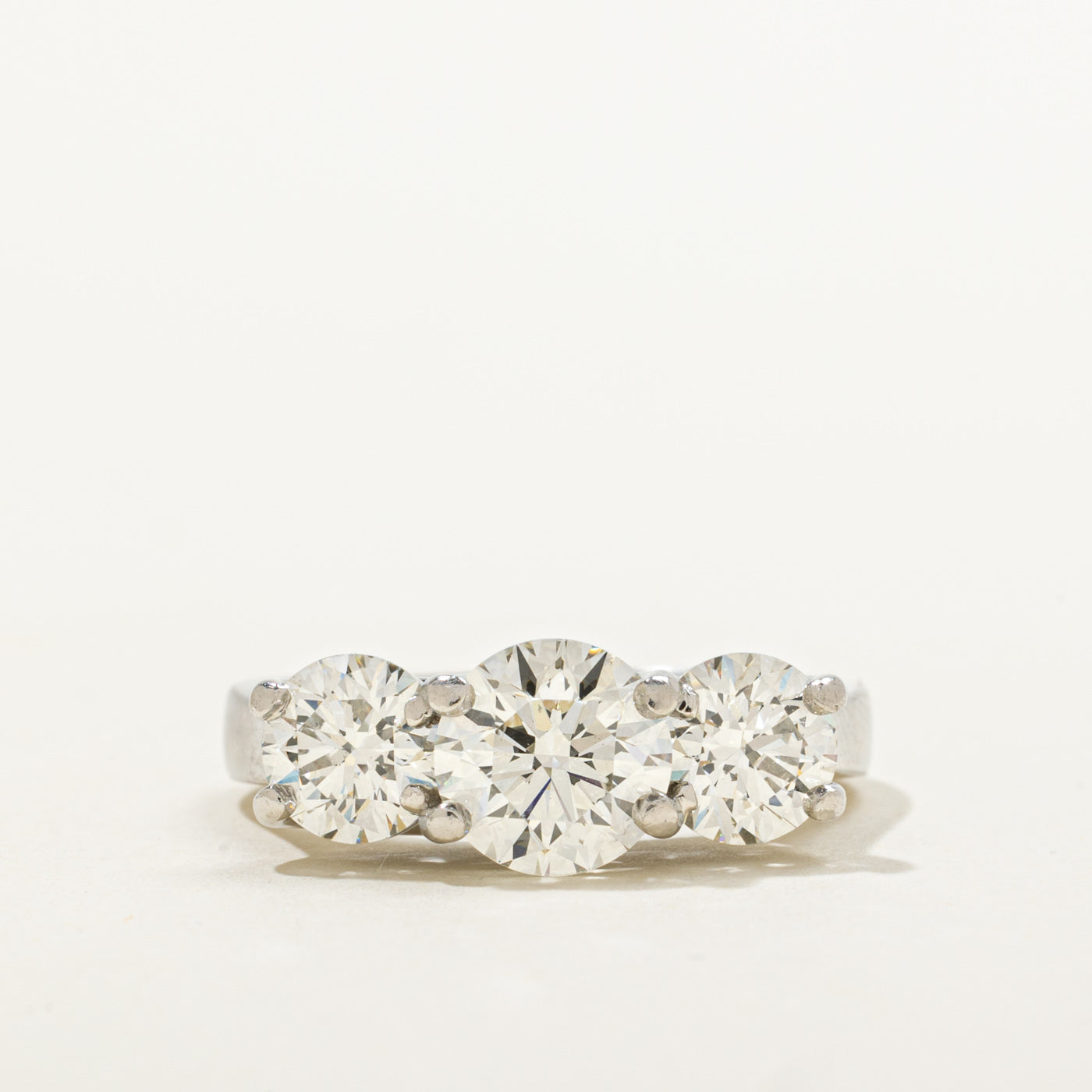 GIA Three Diamond Ring | GIA 1.54ct VS2 I Ex, 1.55ctw VS2 I VG | SS 7