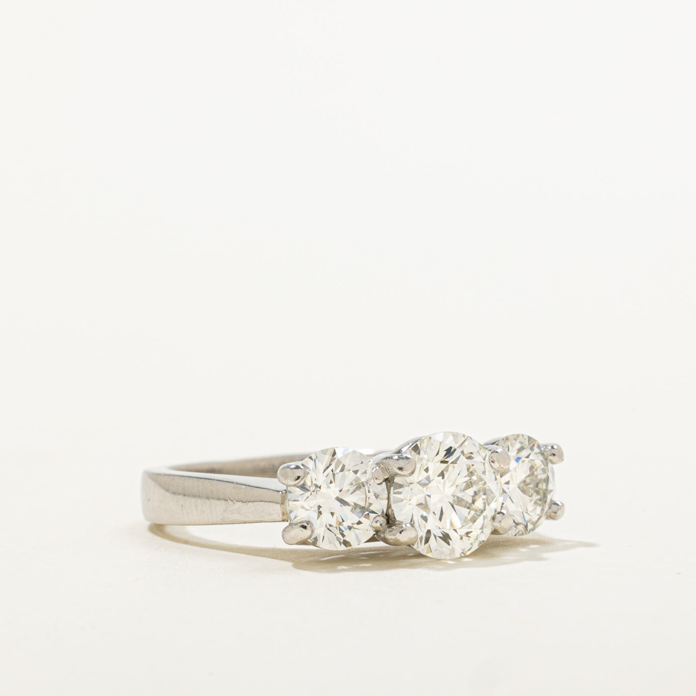 GIA Three Diamond Ring | GIA 1.54ct VS2 I Ex, 1.55ctw VS2 I VG | SS 7