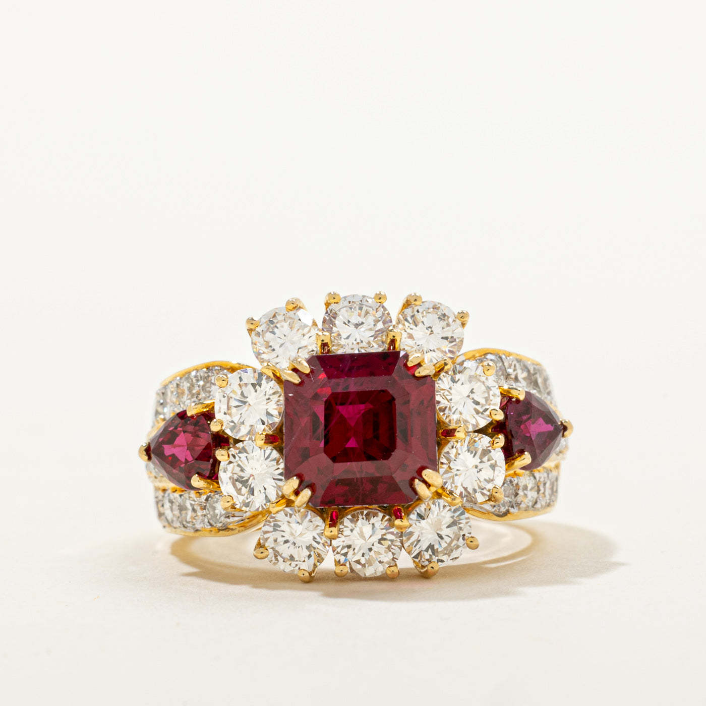 GIA Ruby & Diamond Cocktail Ring | GIA 3.76ct, 0.90ctw, 2.28ctw | Sz 6