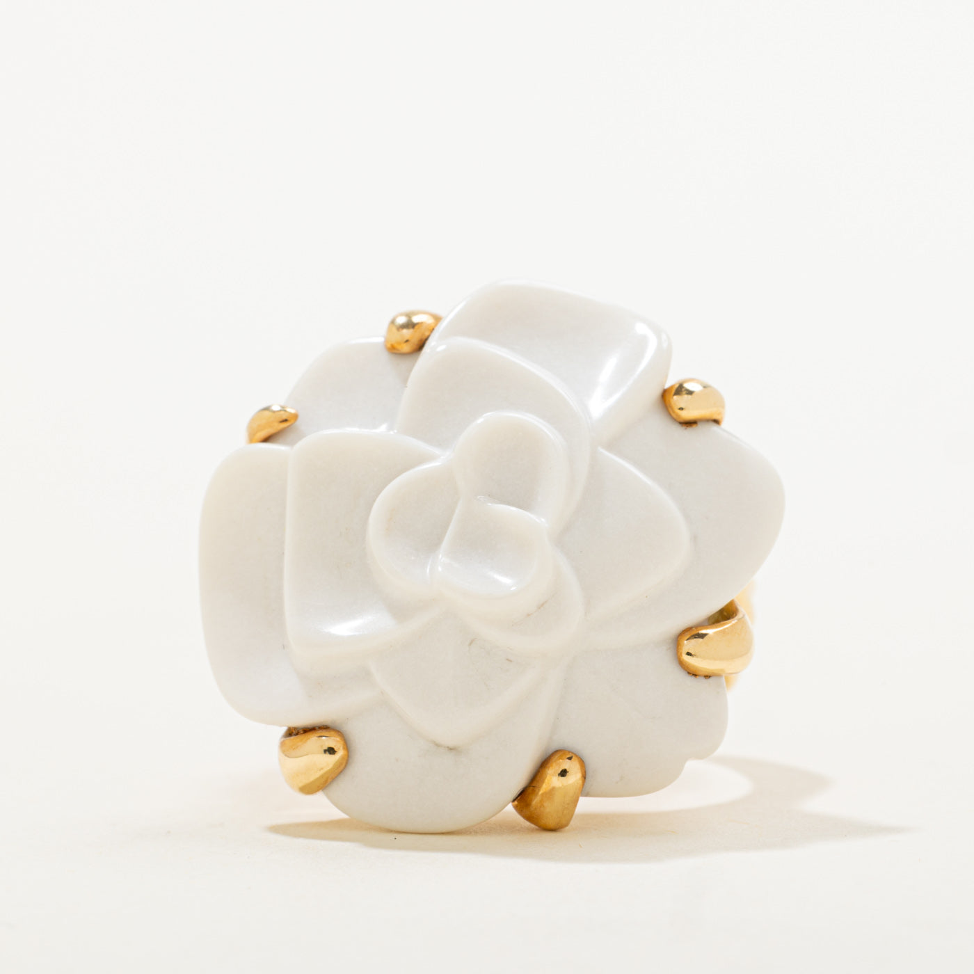 'Chanel' Camelia Ceramic Ring | SZ 6