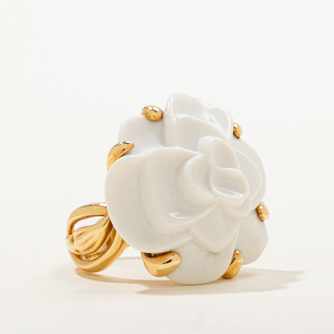 'Chanel' Camelia Ceramic Ring | SZ 6