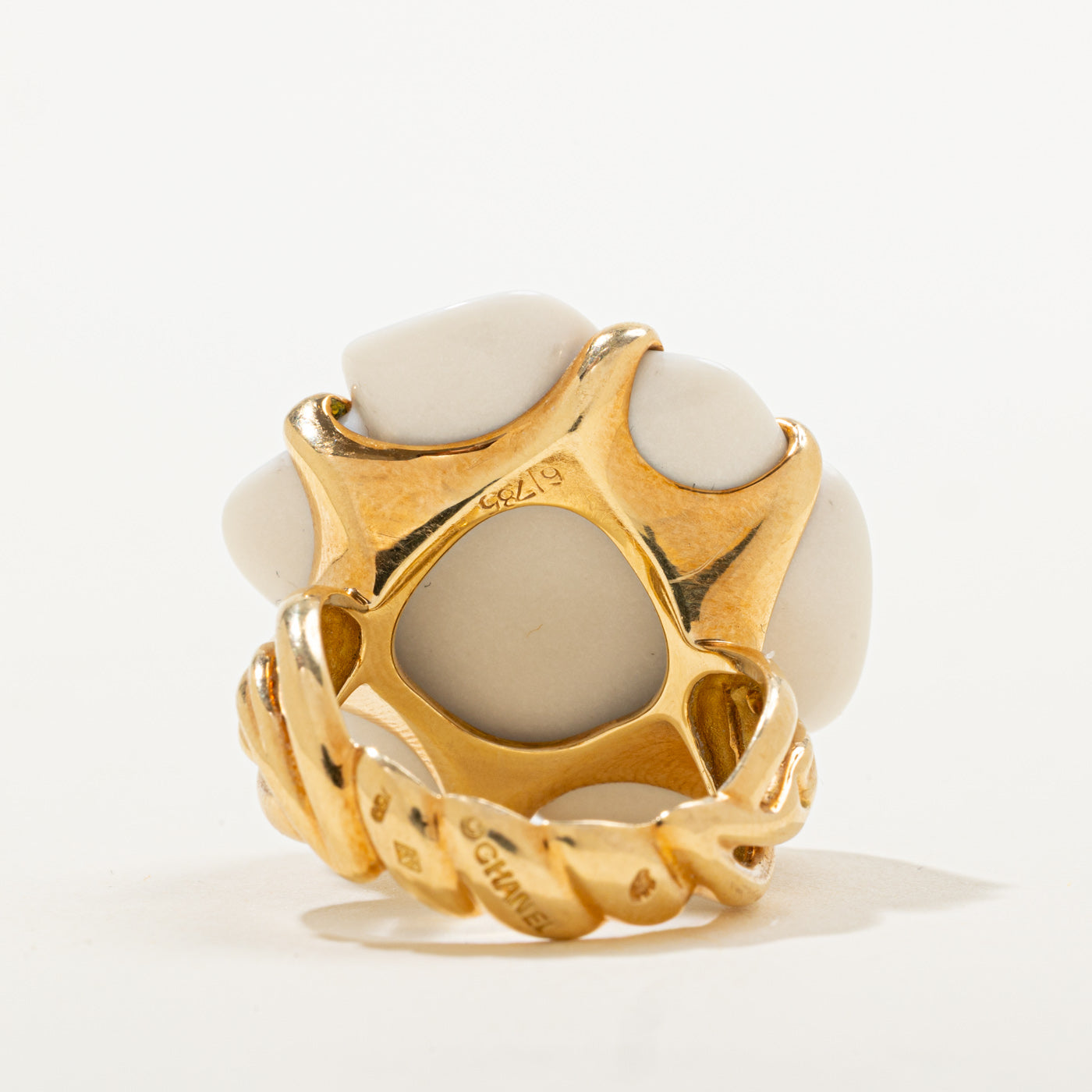'Chanel' Camelia Ceramic Ring | SZ 6