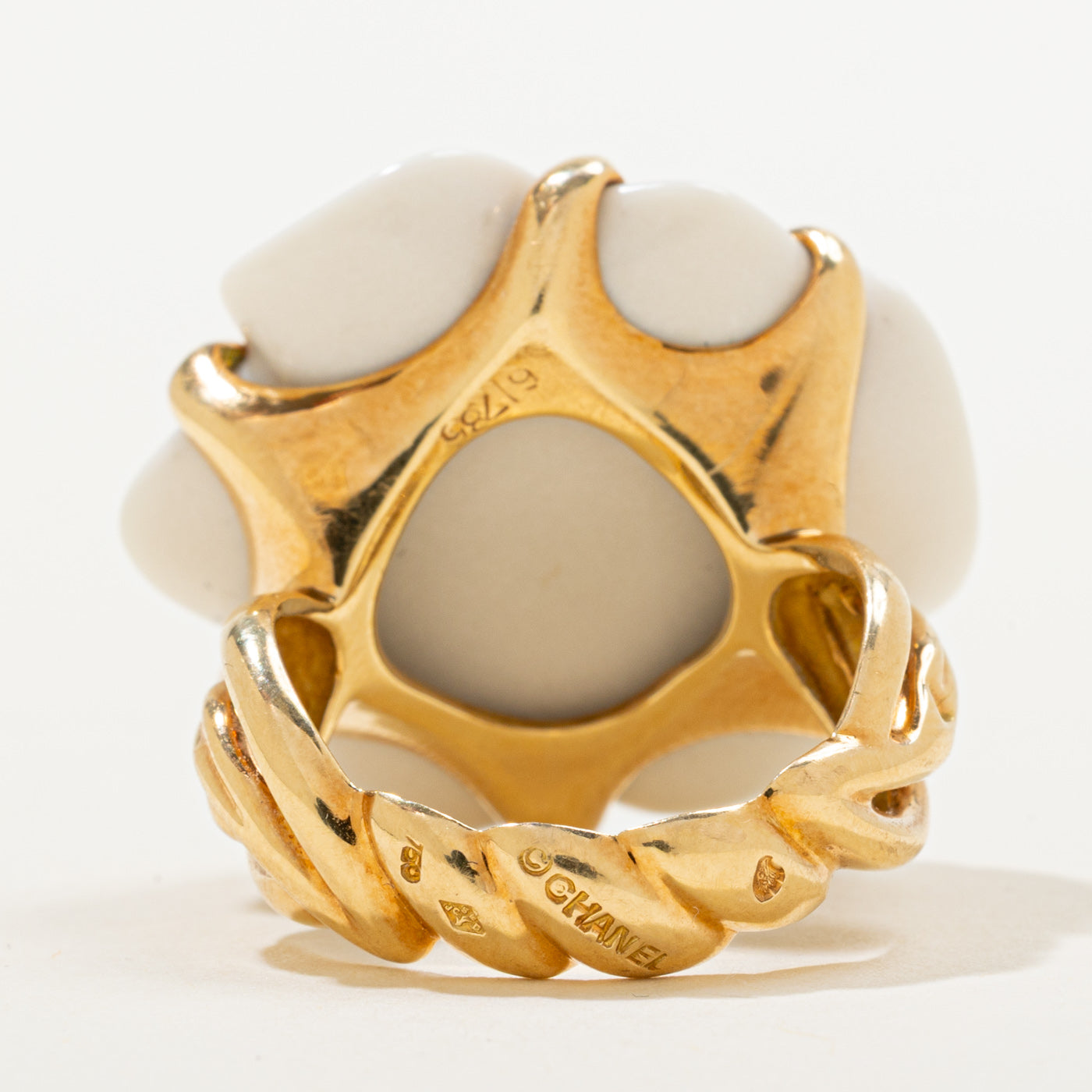 'Chanel' Camelia Ceramic Ring | SZ 6