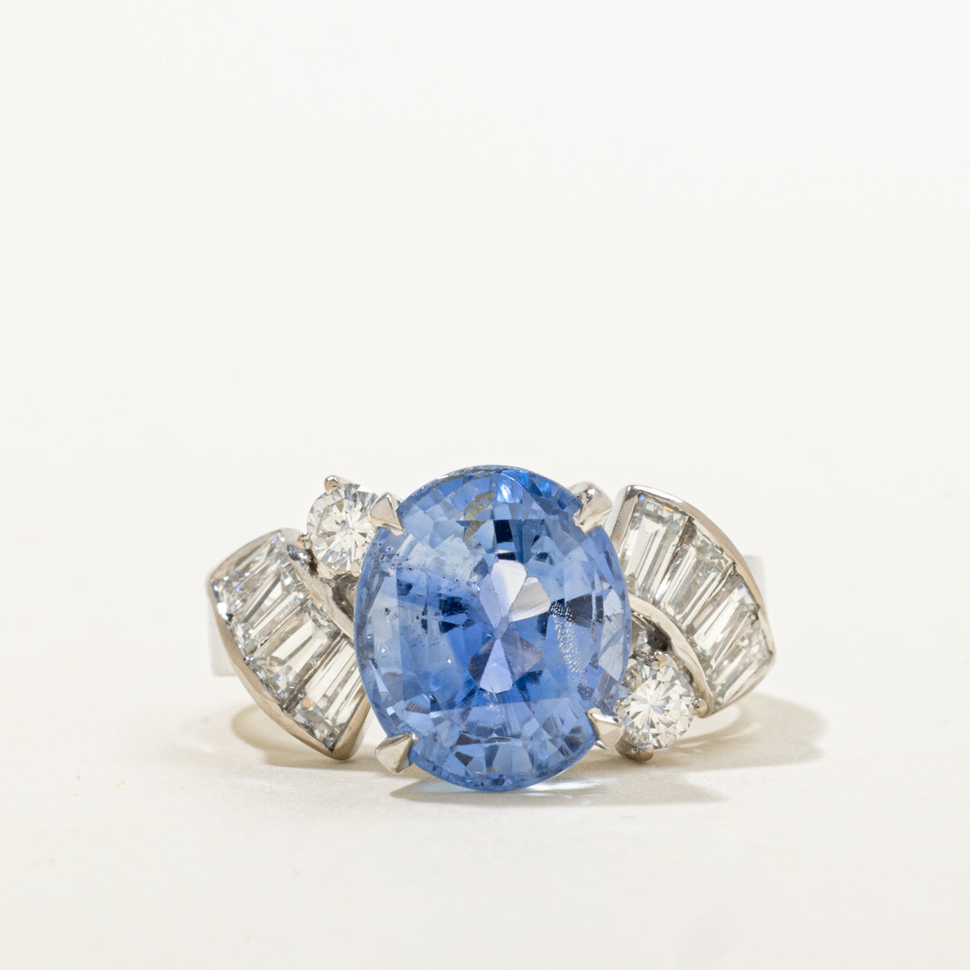 GIA Unheated Ceylon Sapphire & Diamond Ring | GIA 5.49ct, 0.91ctw | Sz 5