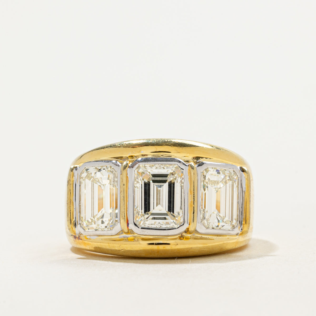 Vintage Three Stone Emerald Cut Diamond Ring | 3ctw VS1 H/I VG | Sz 6.25