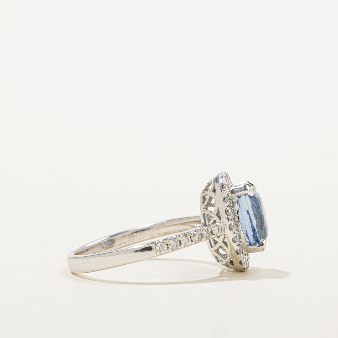 GRS Unheated Ceylon Sapphire & Diamond Halo Ring | GRS 2.09ct, 0.33ctw | SZ 6