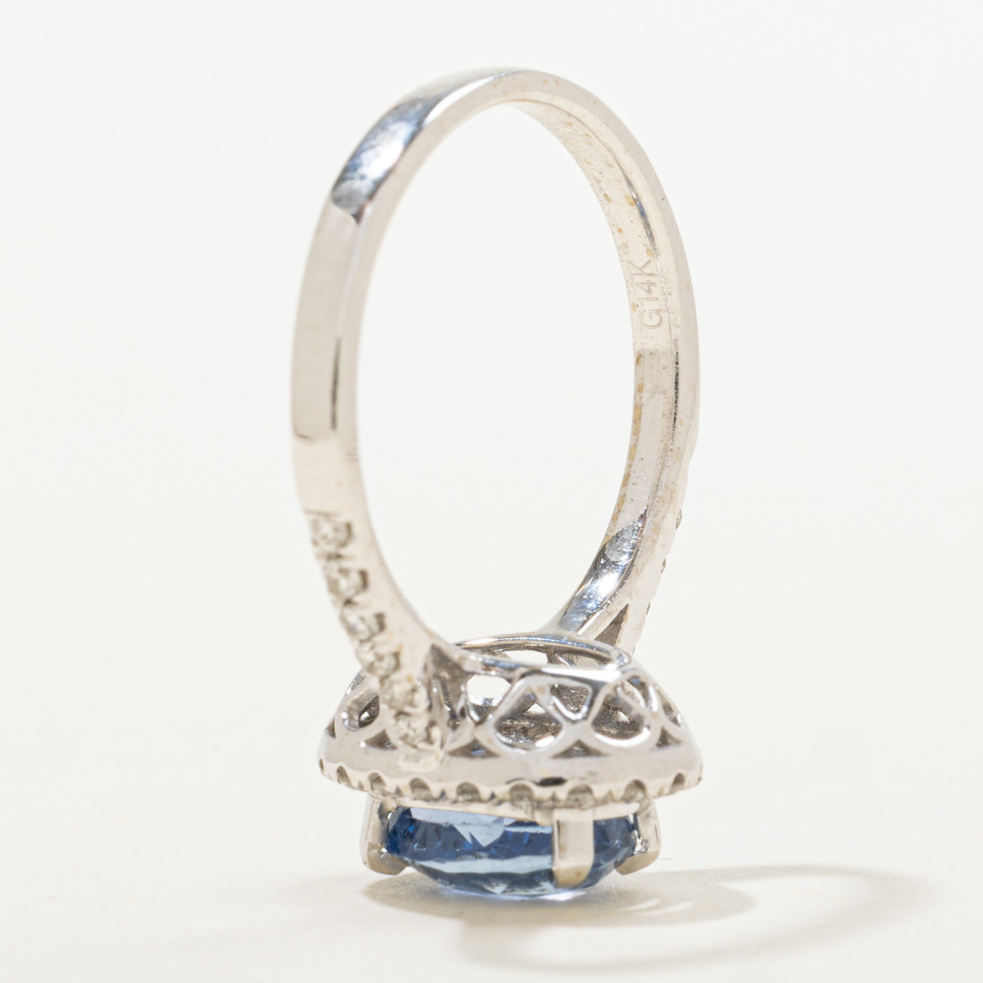 GRS Unheated Ceylon Sapphire & Diamond Halo Ring | GRS 2.09ct, 0.33ctw | SZ 6