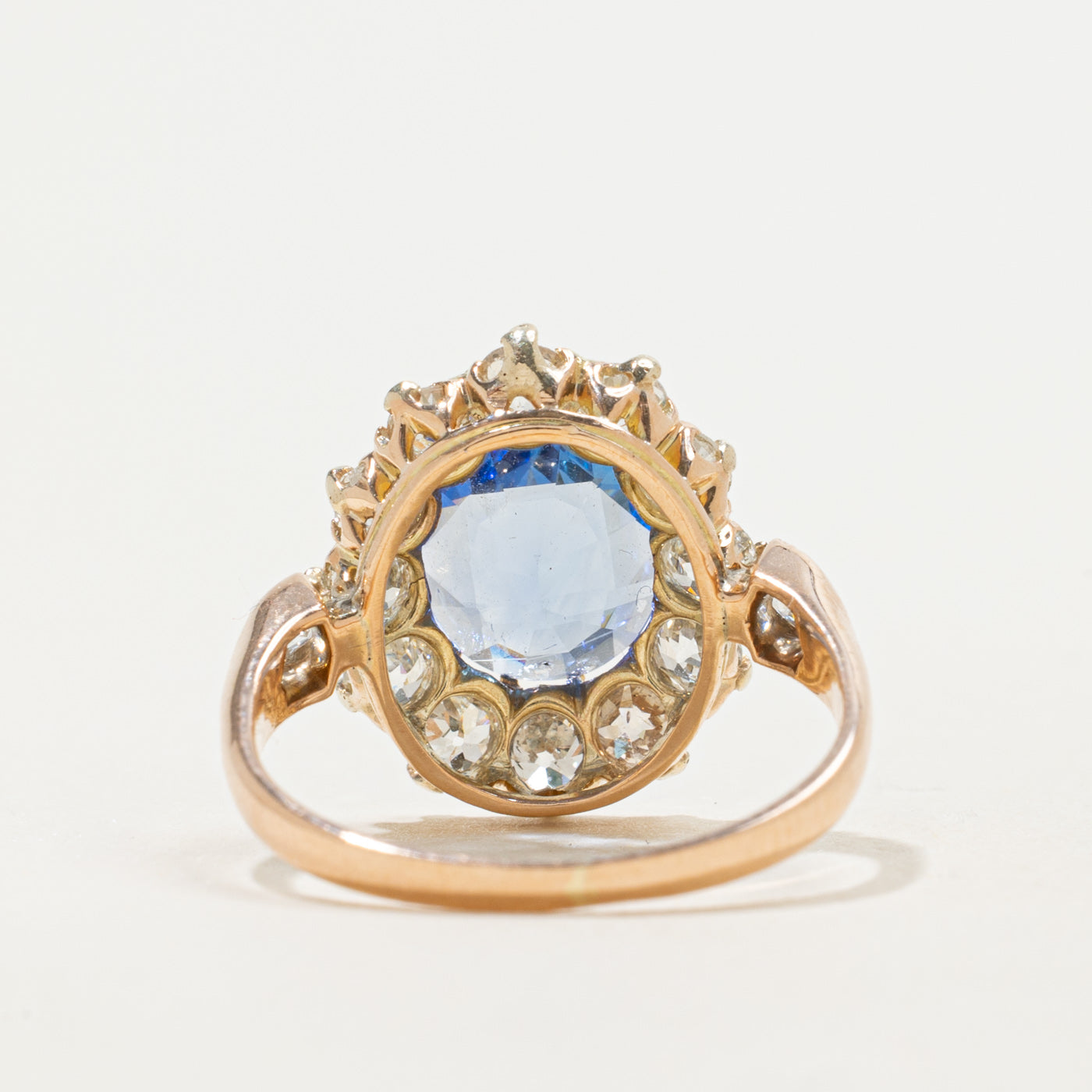 Antique Unheated Sapphire & Diamond Halo Ring | 1.70ct, 1.43ctw | Sz 7.25