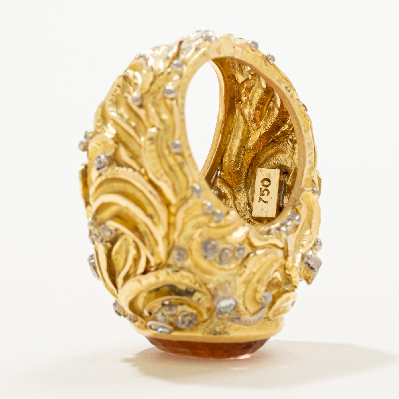 18k Pink Tourmaline & Diamond Art Nouveau Inspired Statement Ring | 9.00ct, 0.24ctw | SZ 6.25