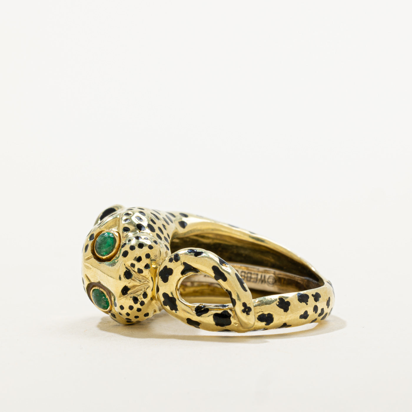 Vintage 'David Webb' Leopard Looped Tail Ring | 0.10ctw | SZ 7