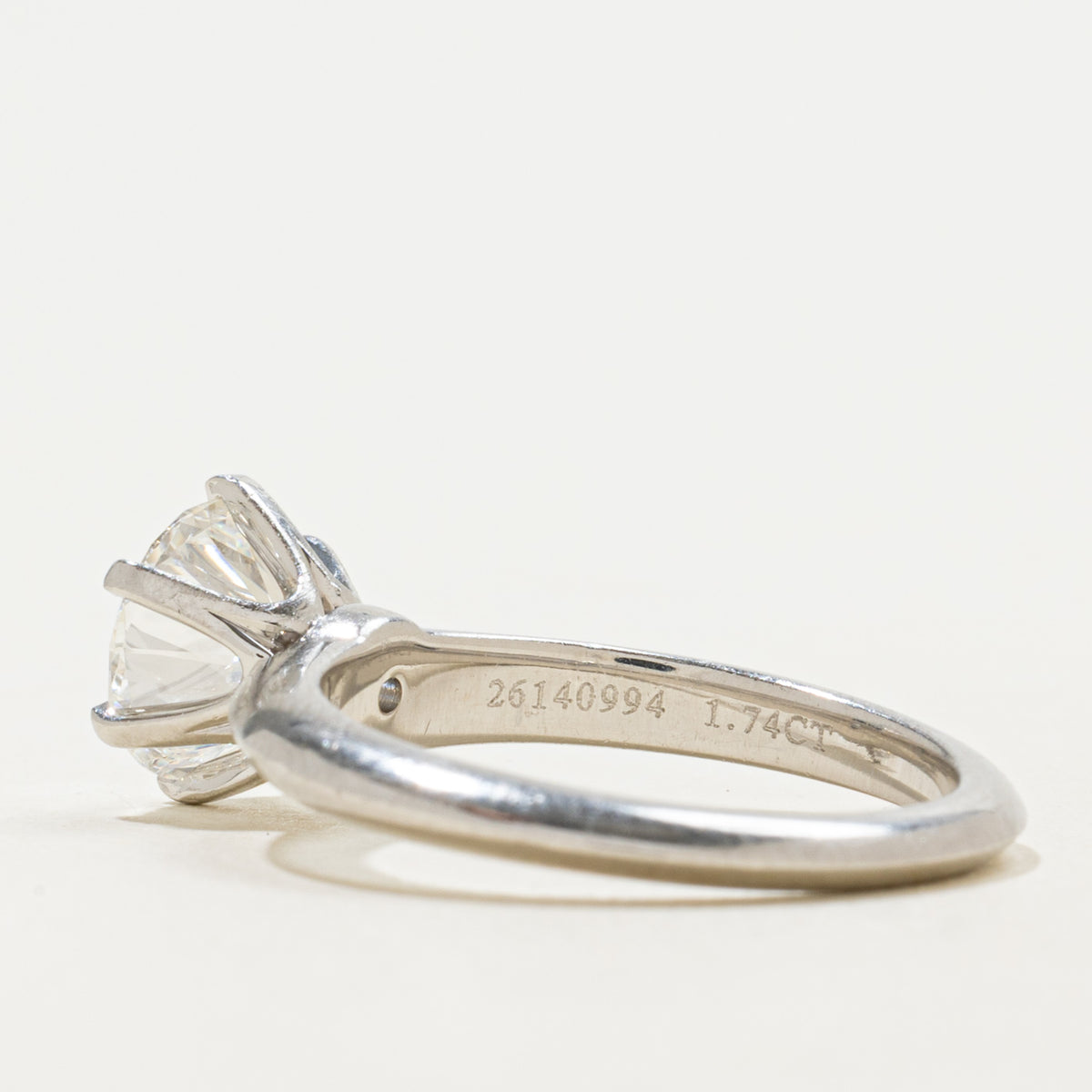 'Tiffany & Co' Diamond Solitaire Engagement Ring | 1.74ct VS1/VS2 F/G Ex | Sz 5.75