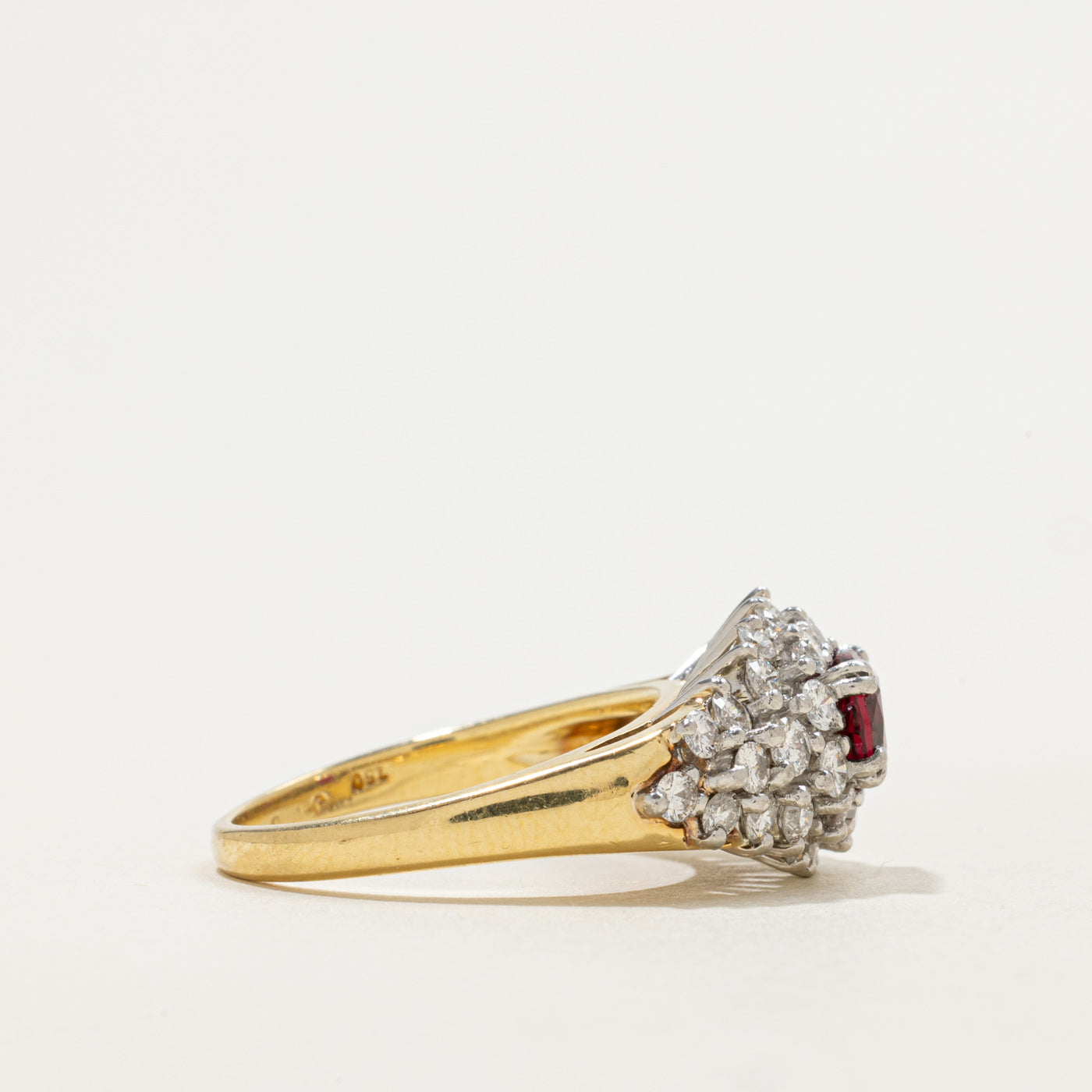 East West Oval Cut Ruby & Diamond Cocktail Ring | 1.40ct, 1.35ctw | Sz 7.25