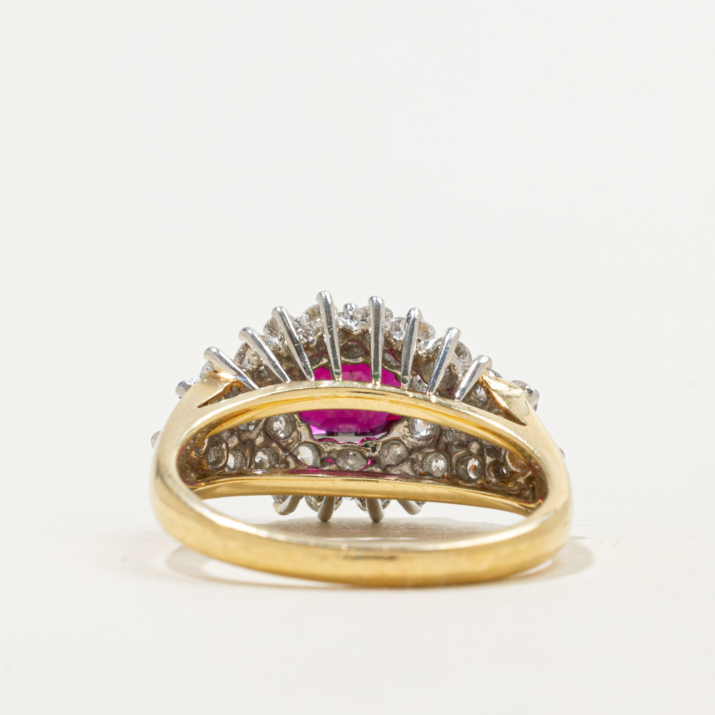 East West Oval Cut Ruby & Diamond Cocktail Ring | 1.40ct, 1.35ctw | Sz 7.25