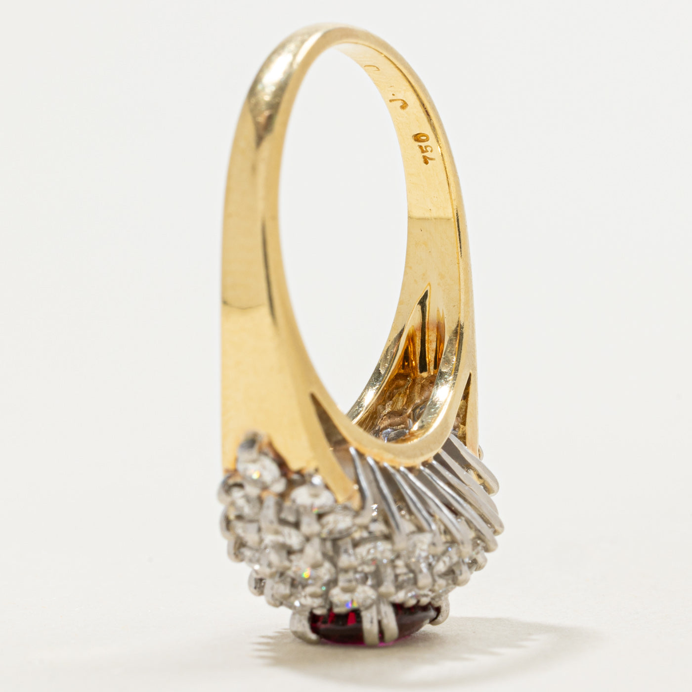 East West Oval Cut Ruby & Diamond Cocktail Ring | 1.40ct, 1.35ctw | Sz 7.25