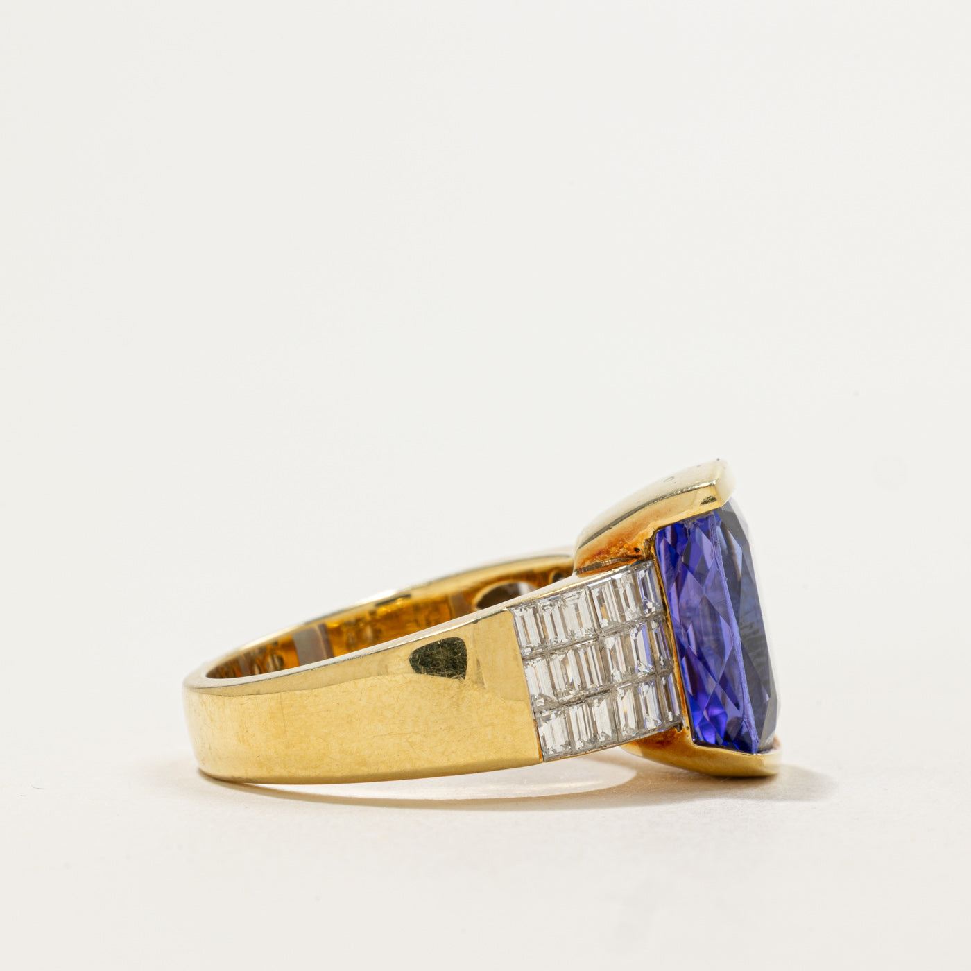 Cushion Cut Tanzanite & Diamond Accented Cocktail Ring | 9.00ct, 1.44ctw | Sz 9.75