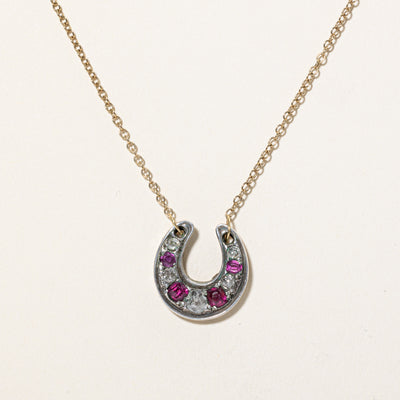 Victorian Ruby, Garnet & Diamond horseshoe conversion necklace | 1.00ctw, 0.47ctw | 20.5