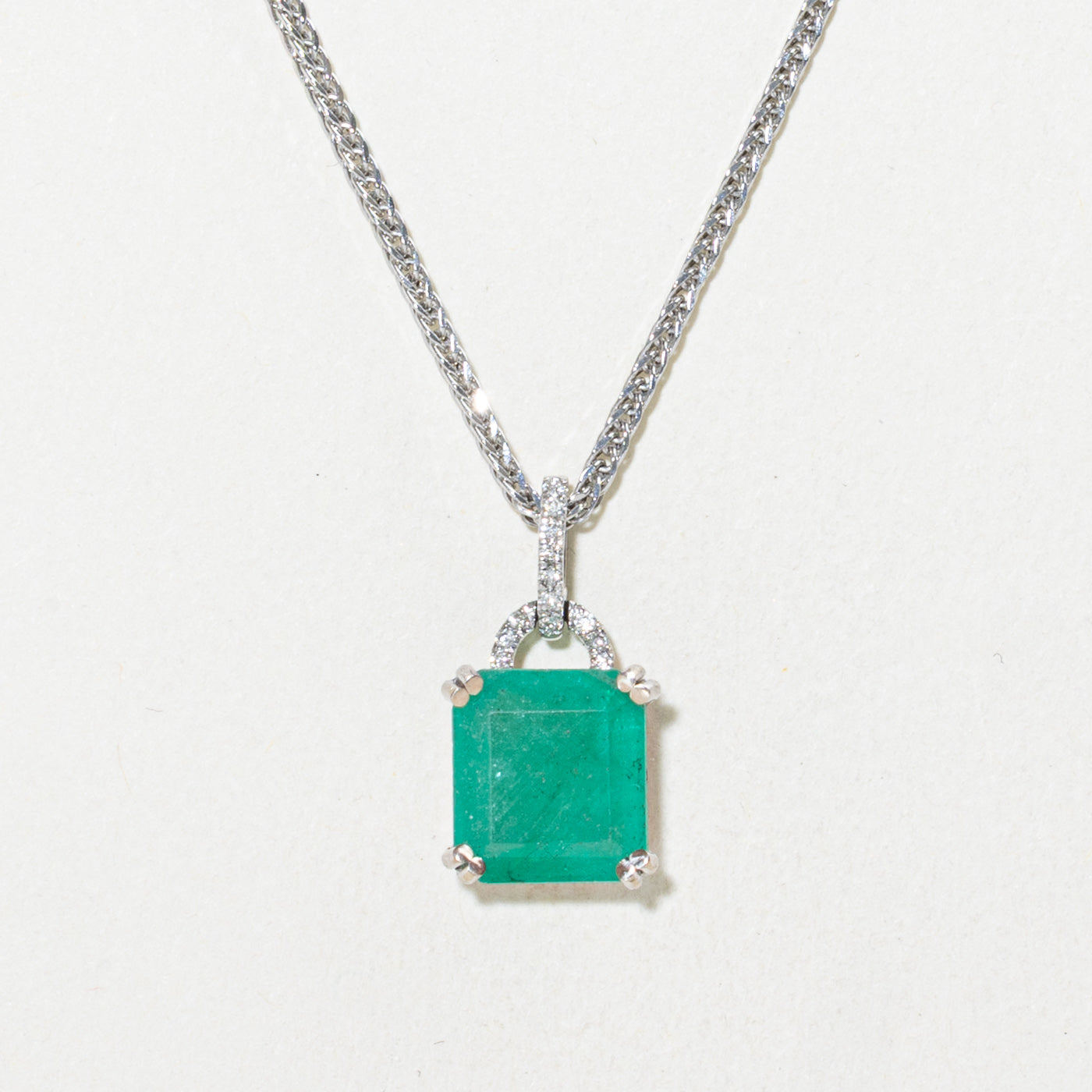 14k Emerald & Diamond Pendant Necklace | 2.93ct, 0.05ctw | 16.5"