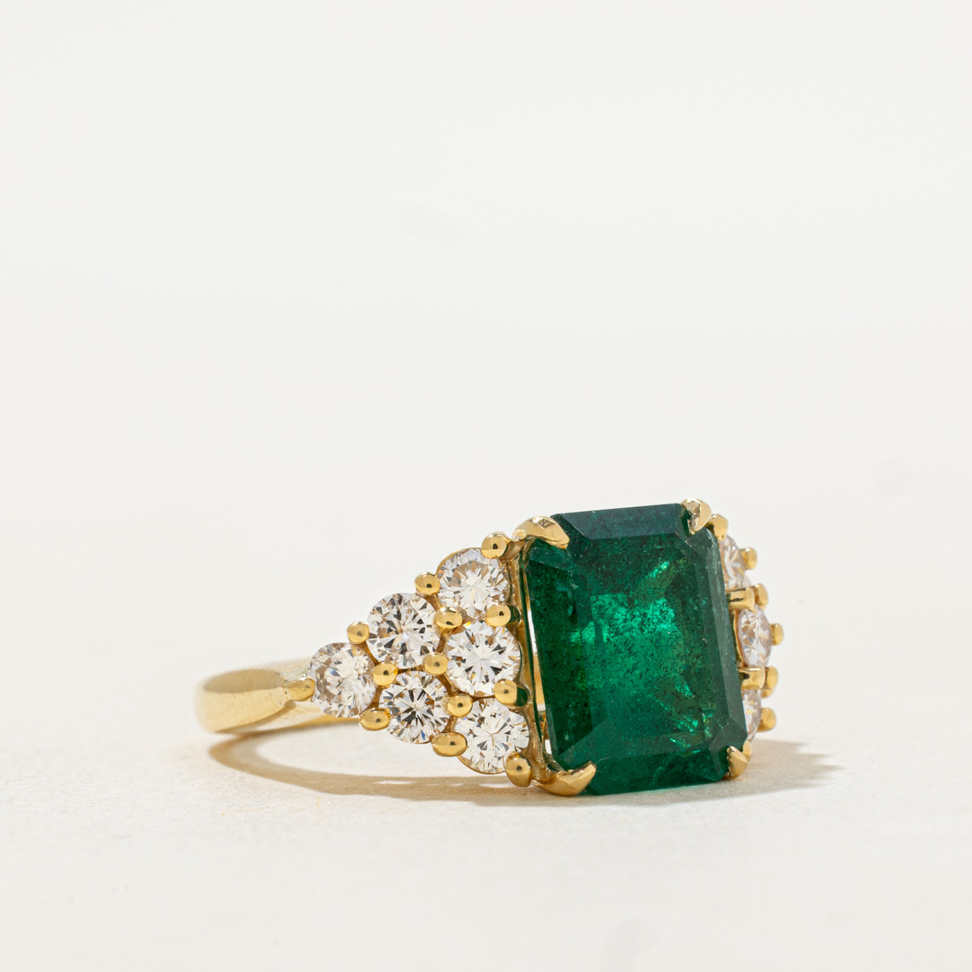 4.83ct AGL Brazilian Emerald & Diamond Ring | AGL 4.83ct | 1.00ctw | SZ 7