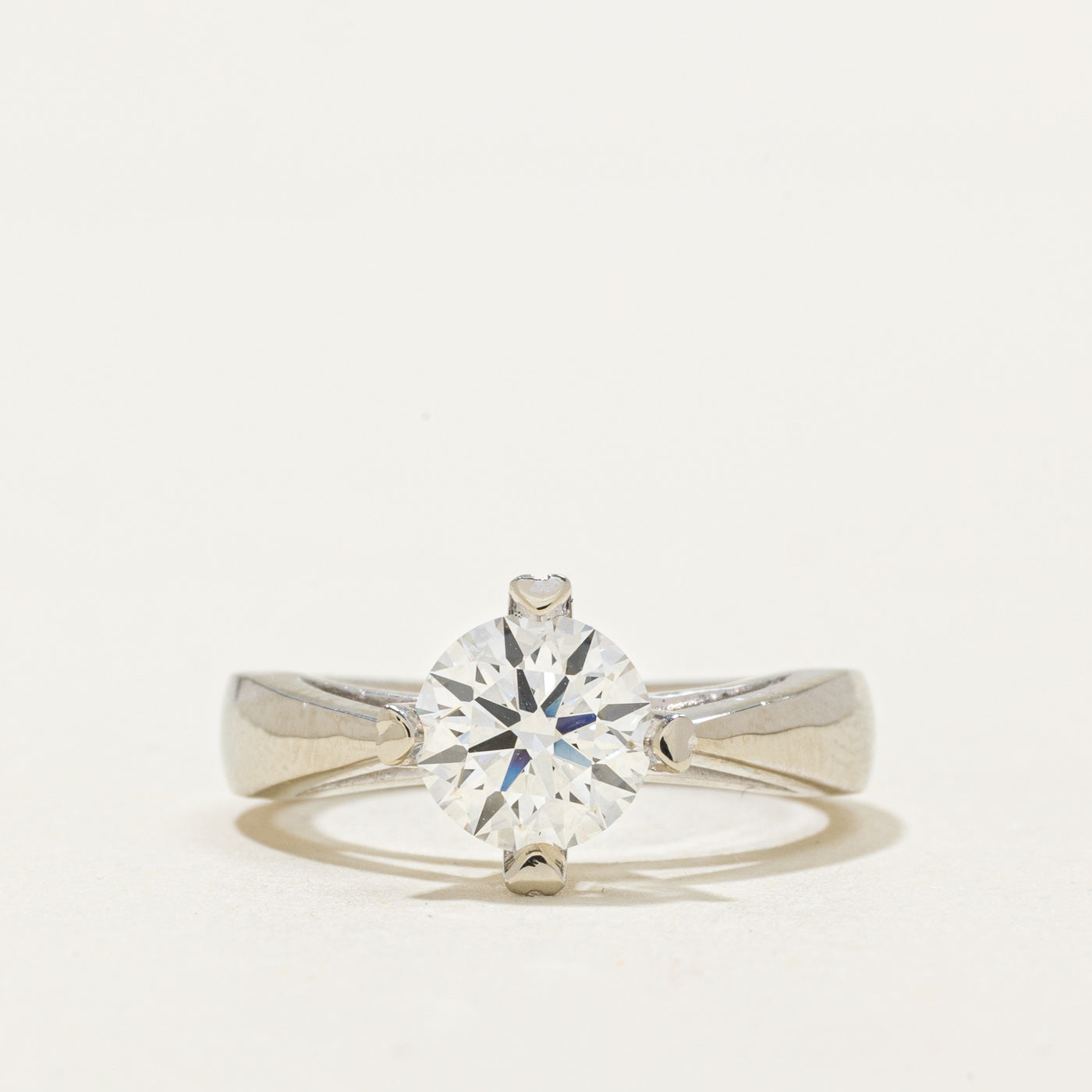 GIA Diamond Solitaire Reverse Tapered Ring | GIA 1.01ct VS1 E Ex | SZ 3.75
