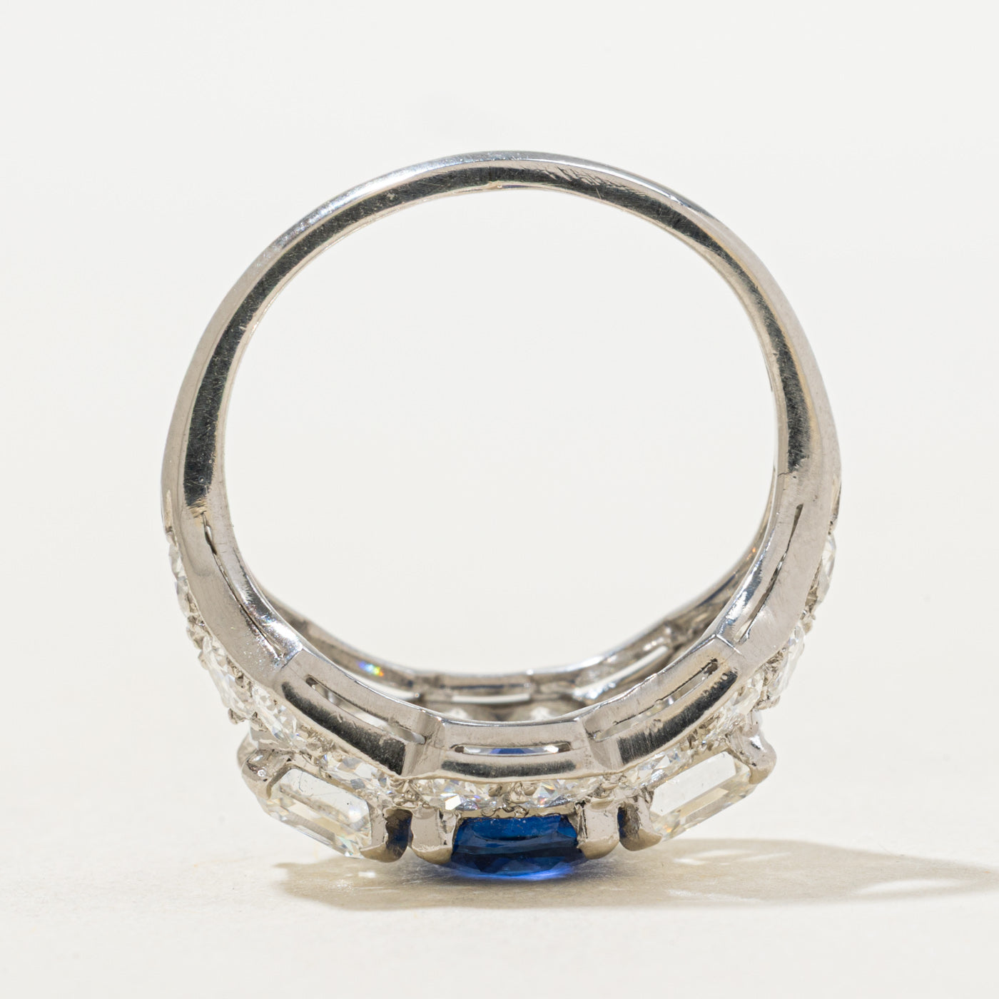 Late Art Deco Unheated Sapphire & Diamond Ring | 2.28ct | 1.50ctw | 1.63ct | SZ 5.5