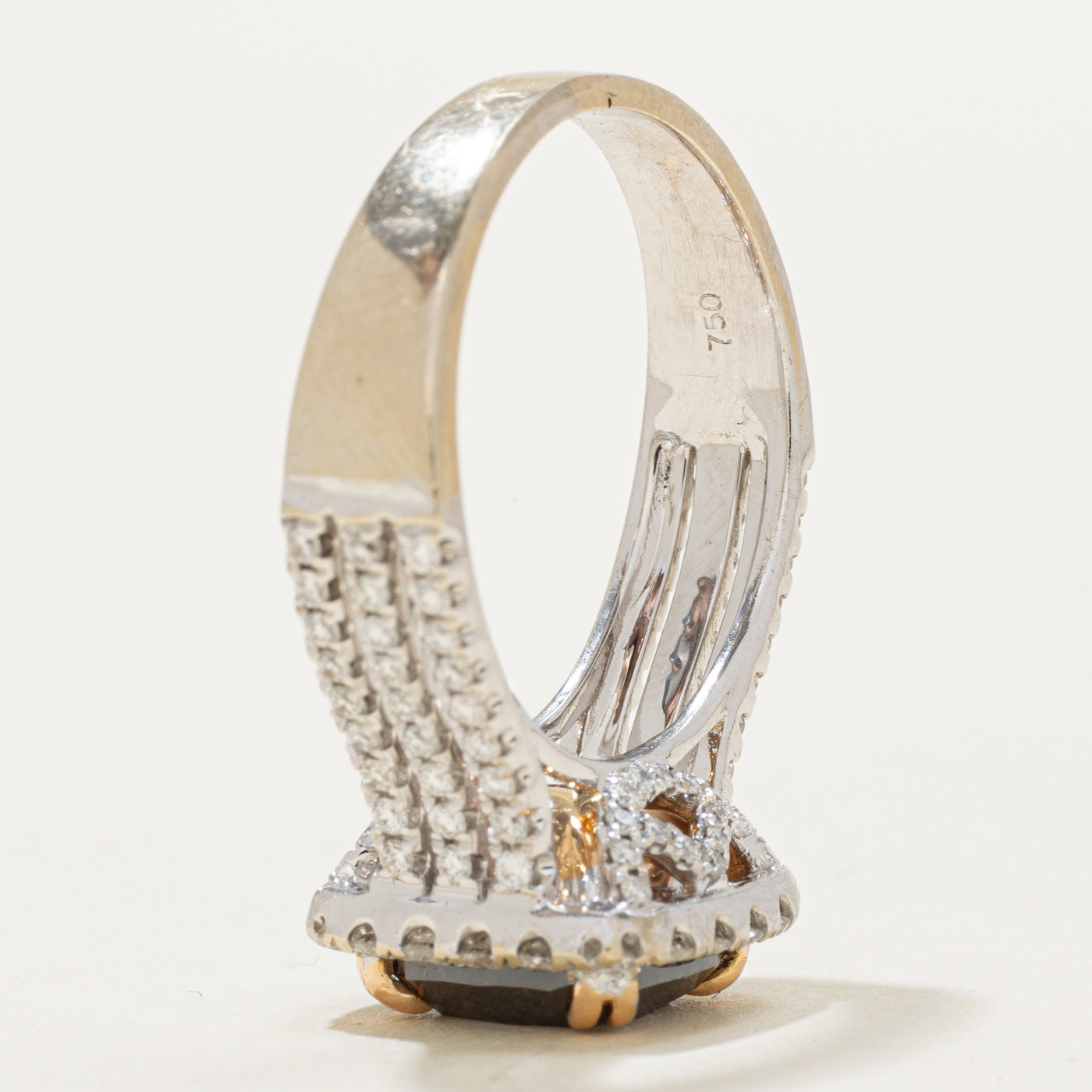 2.90ct Cushion Cut Natural Cognac Diamond Halo Ring | 2.90ct, 0.70ctw | Sz 8