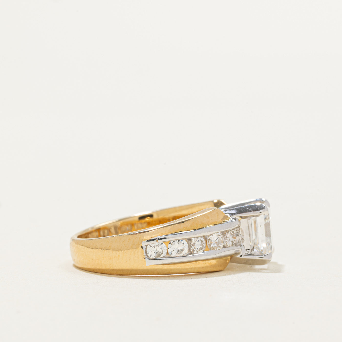 Asscher Cut Diamond Accented Engagement Ring | 1.20ct VS1 H, 0.50ctw | SZ 5.5
