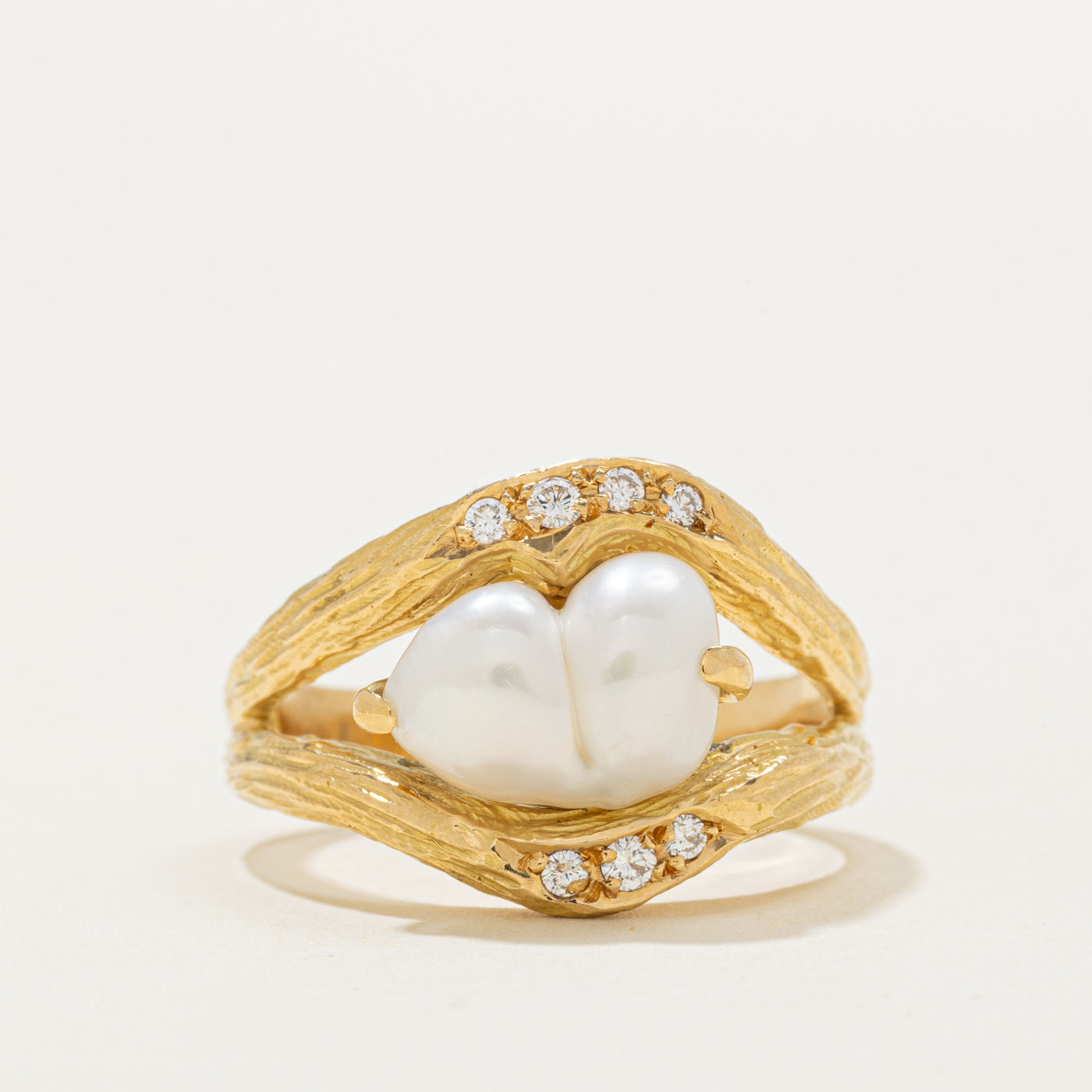 'Cavelti' Pearl & Diamond Cocktail Ring | 0.10ctw | SZ 8.75