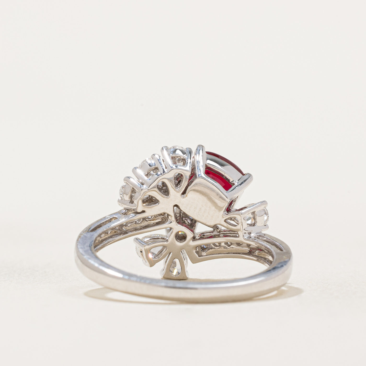 AIGS Unheated Ruby & Diamond Bypass Ring | 1.42ct, 0.698ctw | SZ 6