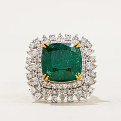 8ct+ Emerald & Diamond Cocktail Ring | 8.18ct, 1.40ctw | SZ 7