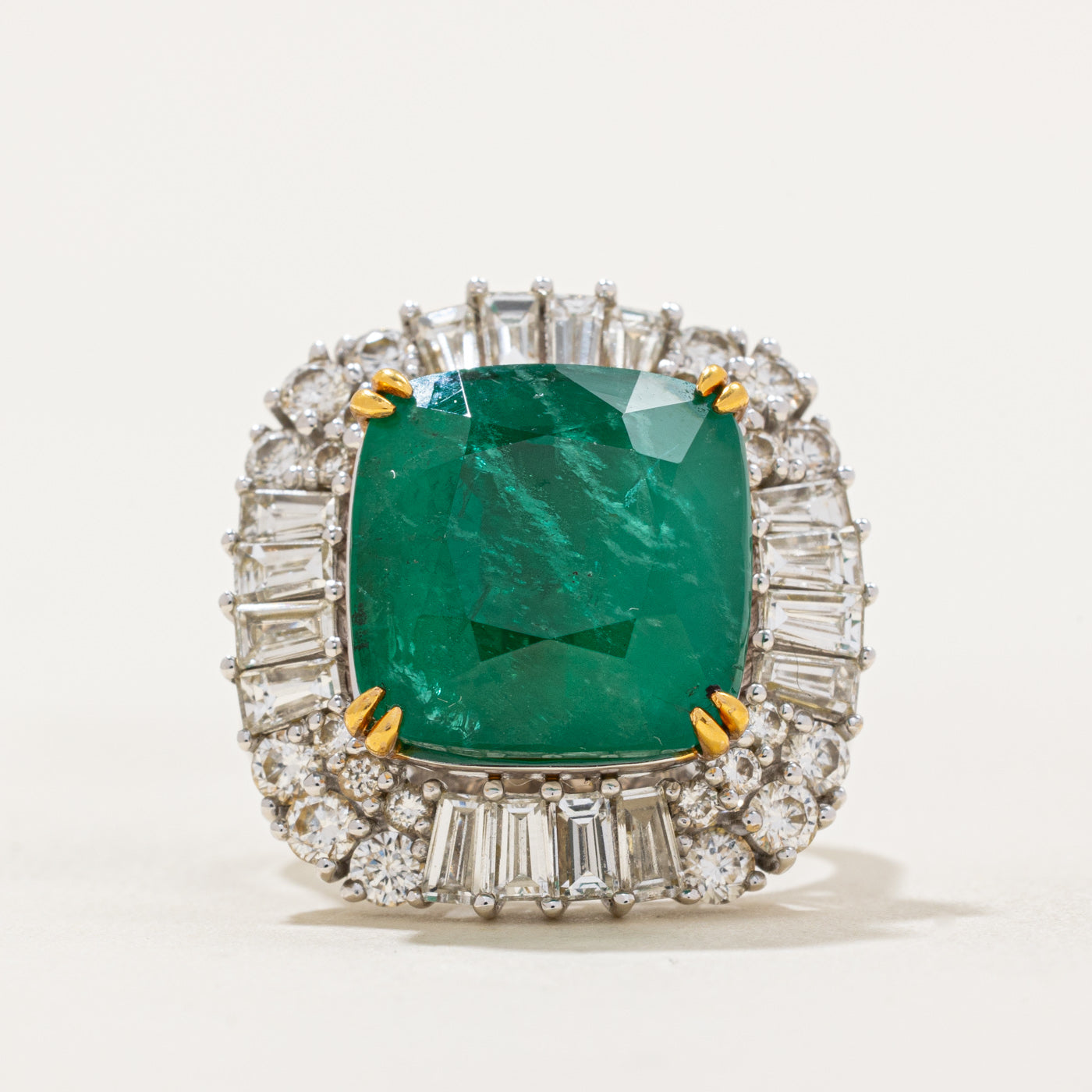 Emerald & Diamond Cocktail Ring | 10.89ct, 2.03ctw | SZ 7