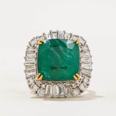 10ct+ Emerald & Diamond Cocktail Ring | 10.89ct, 2.03ctw | SZ 7