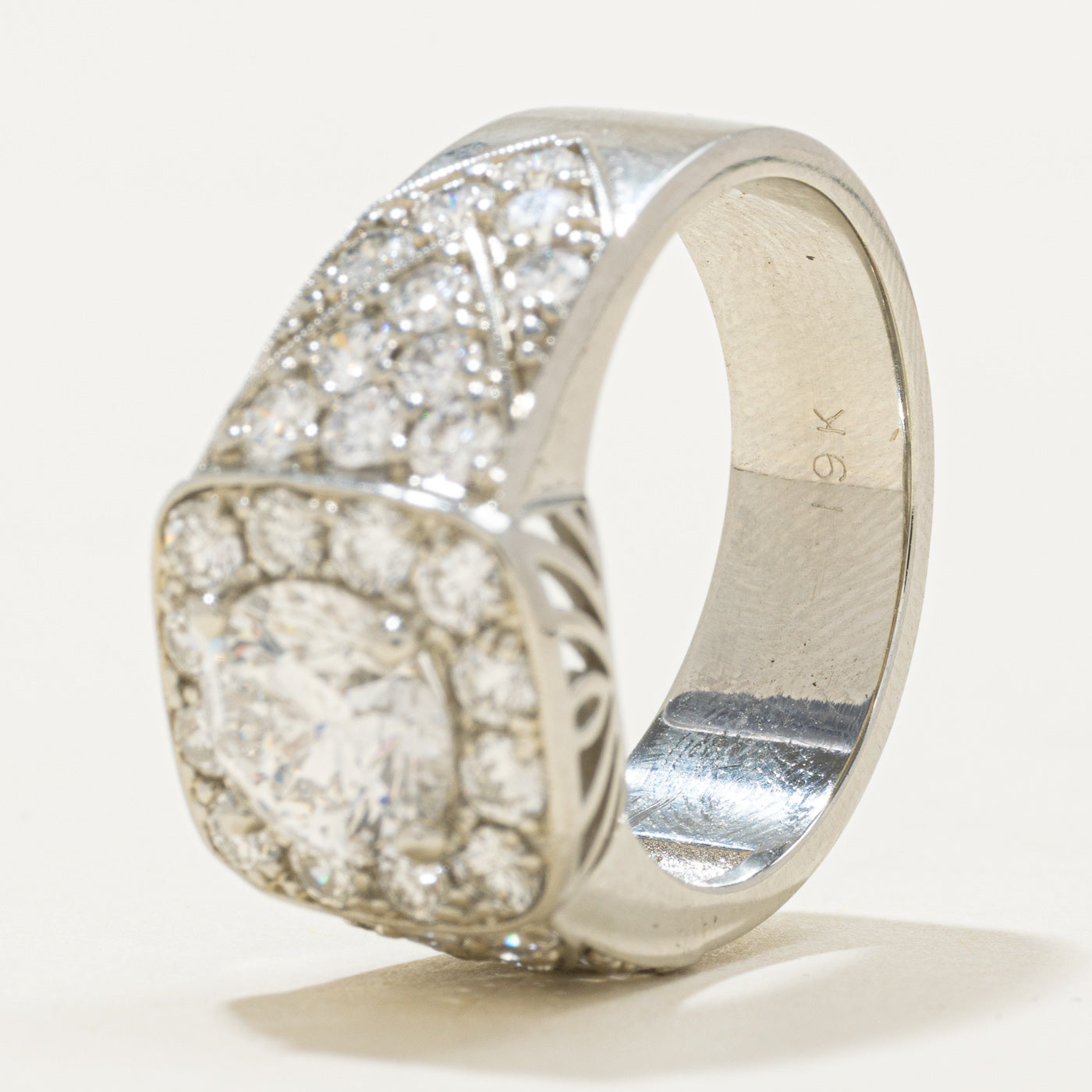 3.34ctw Diamond Halo Ring | 1.68ct SI2 E Ex, 3.34ctw | SZ 8