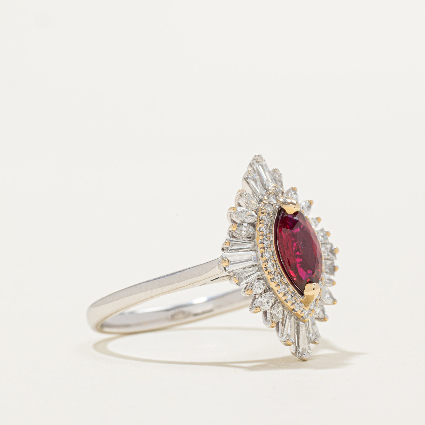 GRS Unheated Vivid Red Ruby & Diamond Ring | GRS 0.99ct, 0.72ctw | SZ 9