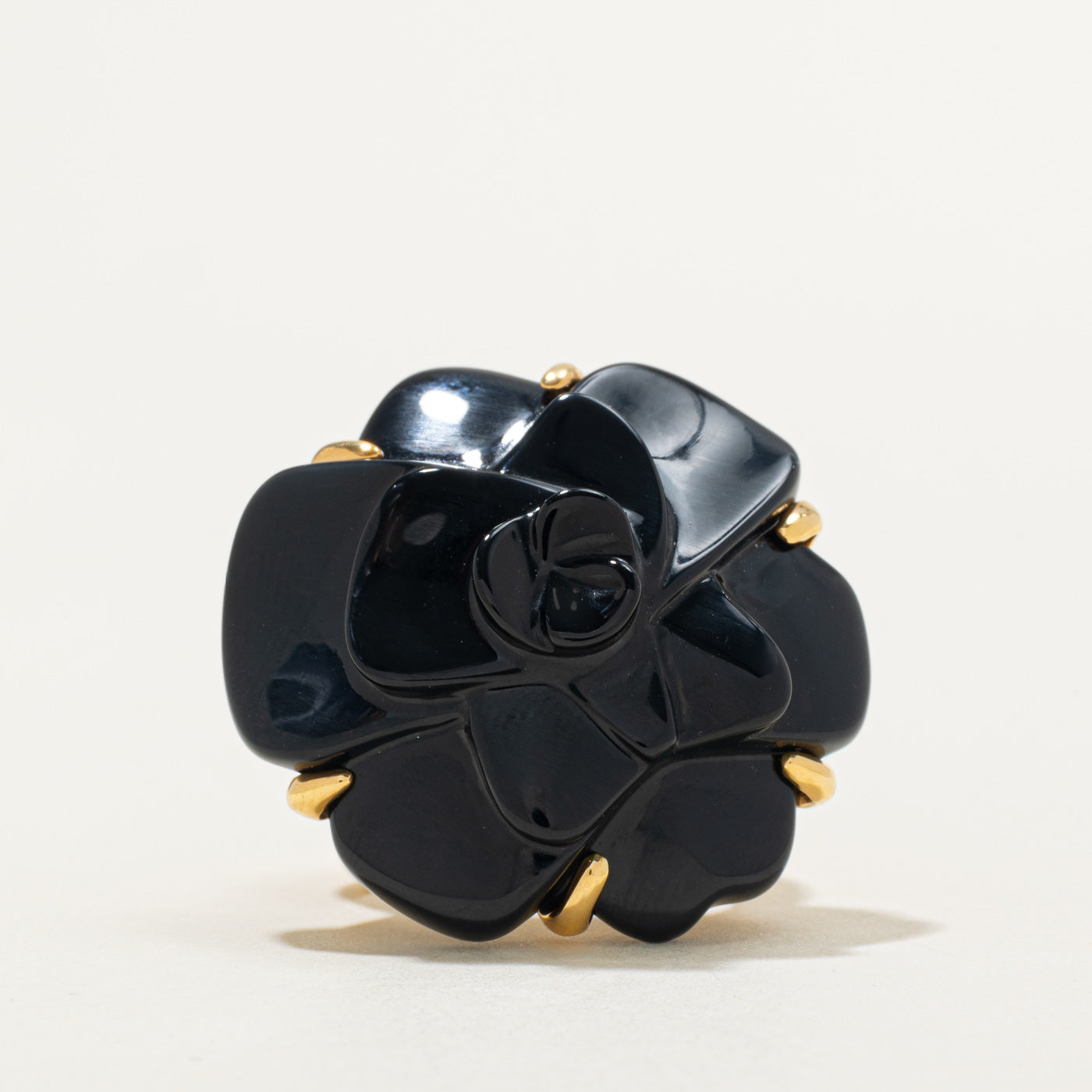 'Chanel' Camelia Onyx Ring | 65ct | Sz 5.25