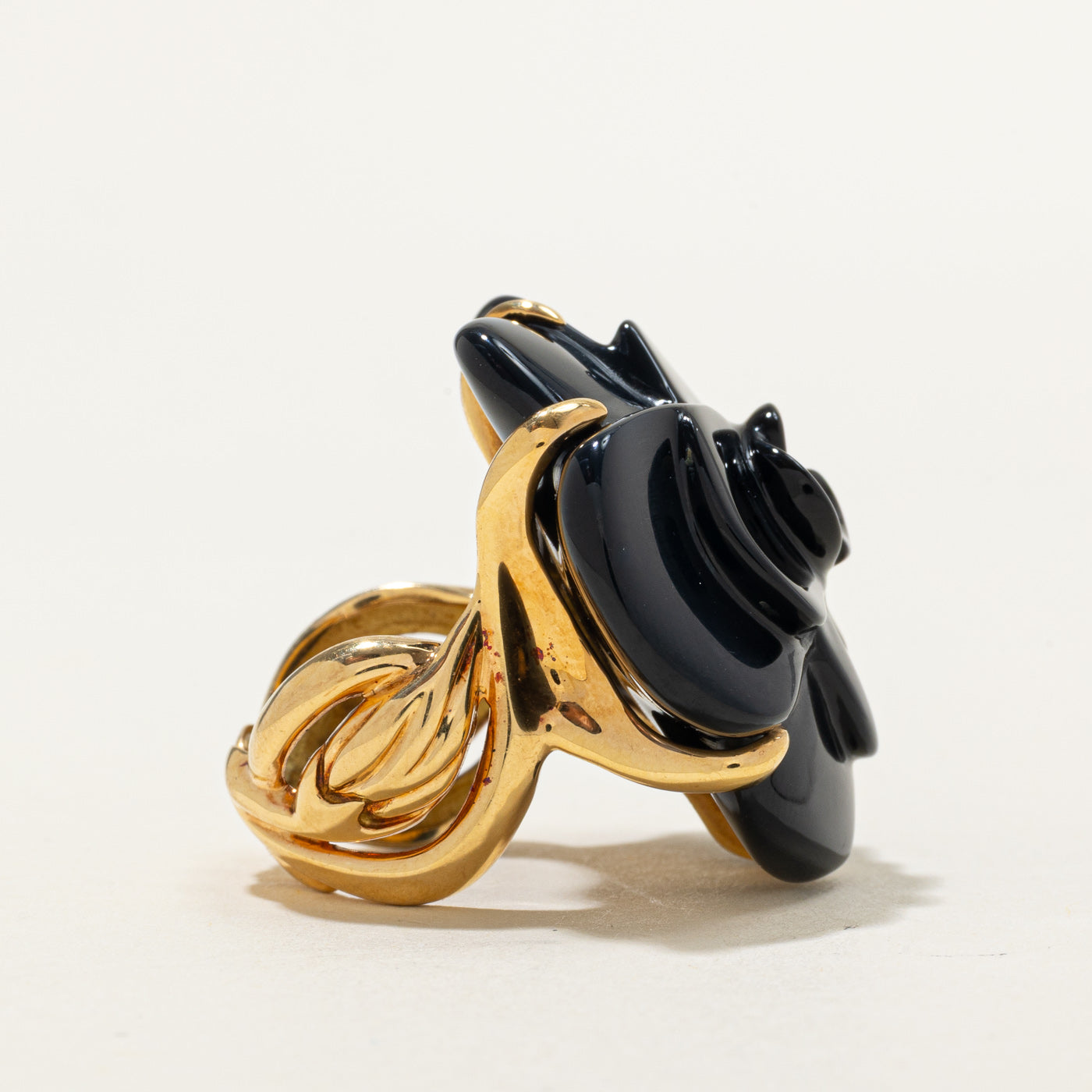 'Chanel' Camelia Onyx Ring | 65ct | Sz 5.25