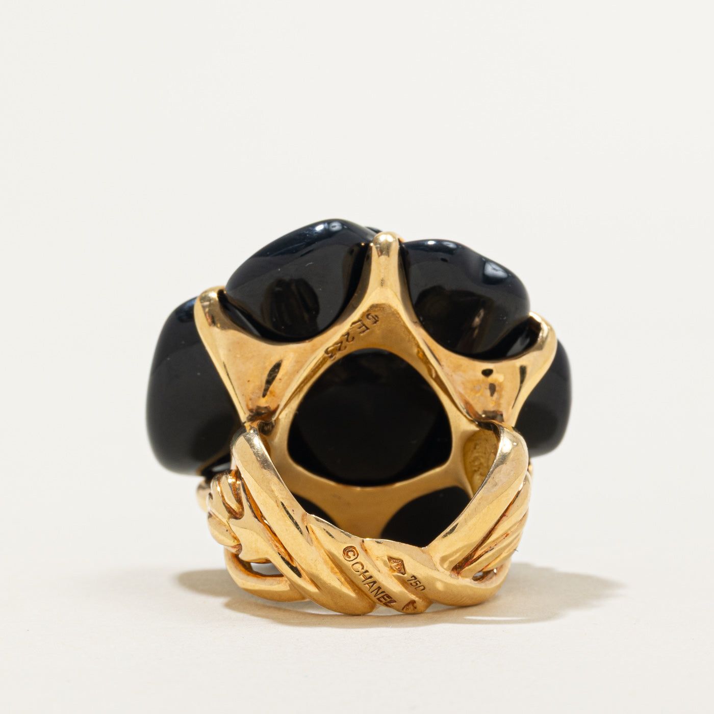 'Chanel' Camelia Onyx Ring | 65ct | Sz 5.25