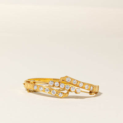 15K Yellow Gold Diamond Oval Shaped Bangle Bracelet | 2.67ctw | 7