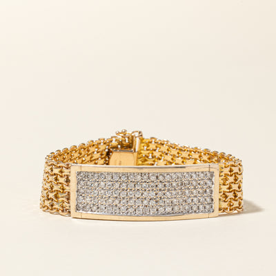 Italian 10K Yellow Gold Diamond Watch Strap Bracelet | 2.47ctw | SZ 6.5