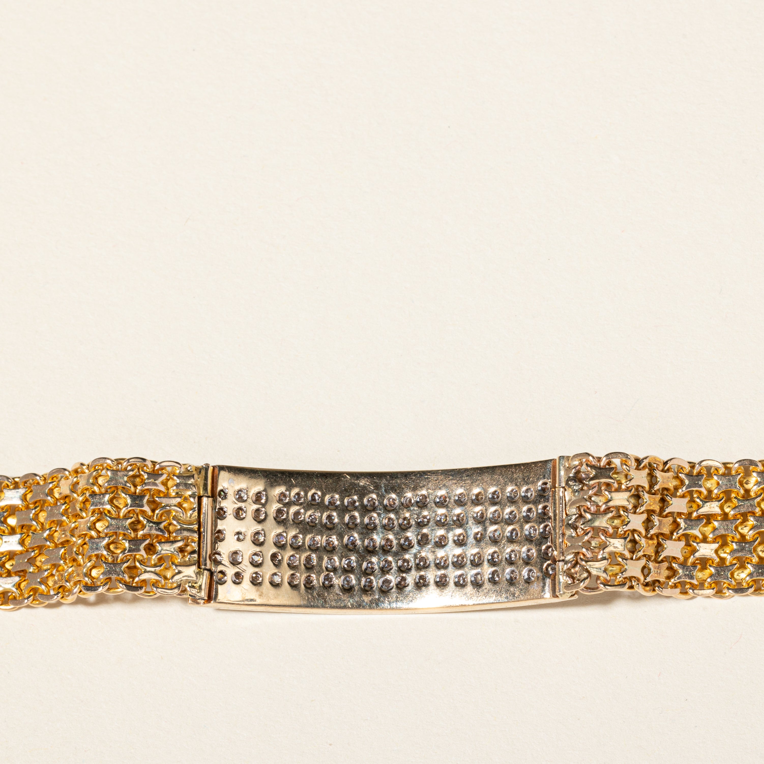 Italian 10K Yellow Gold Diamond Watch Strap Bracelet | 2.47ctw | SZ 6.5"