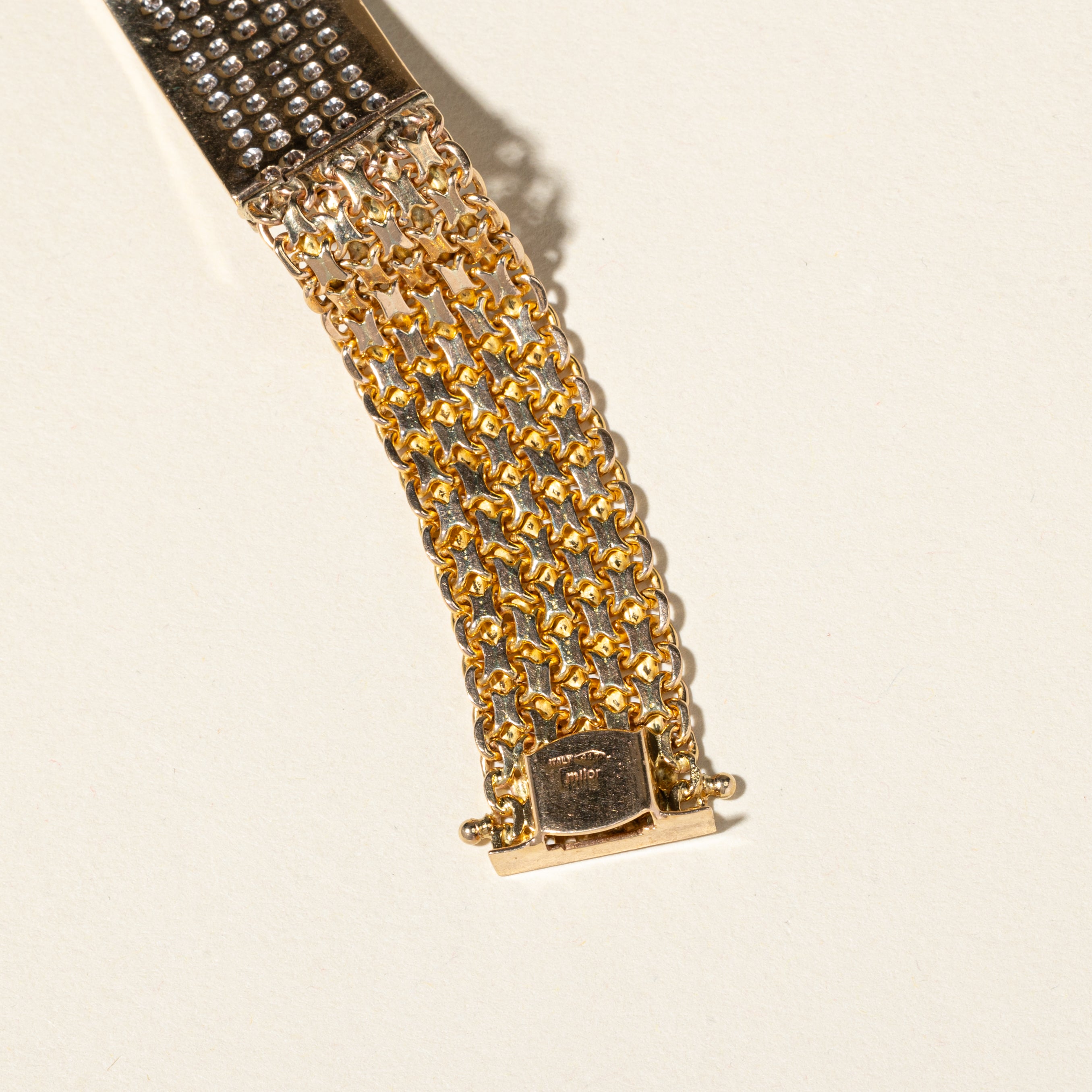 Italian 10K Yellow Gold Diamond Watch Strap Bracelet | 2.47ctw | SZ 6.5"