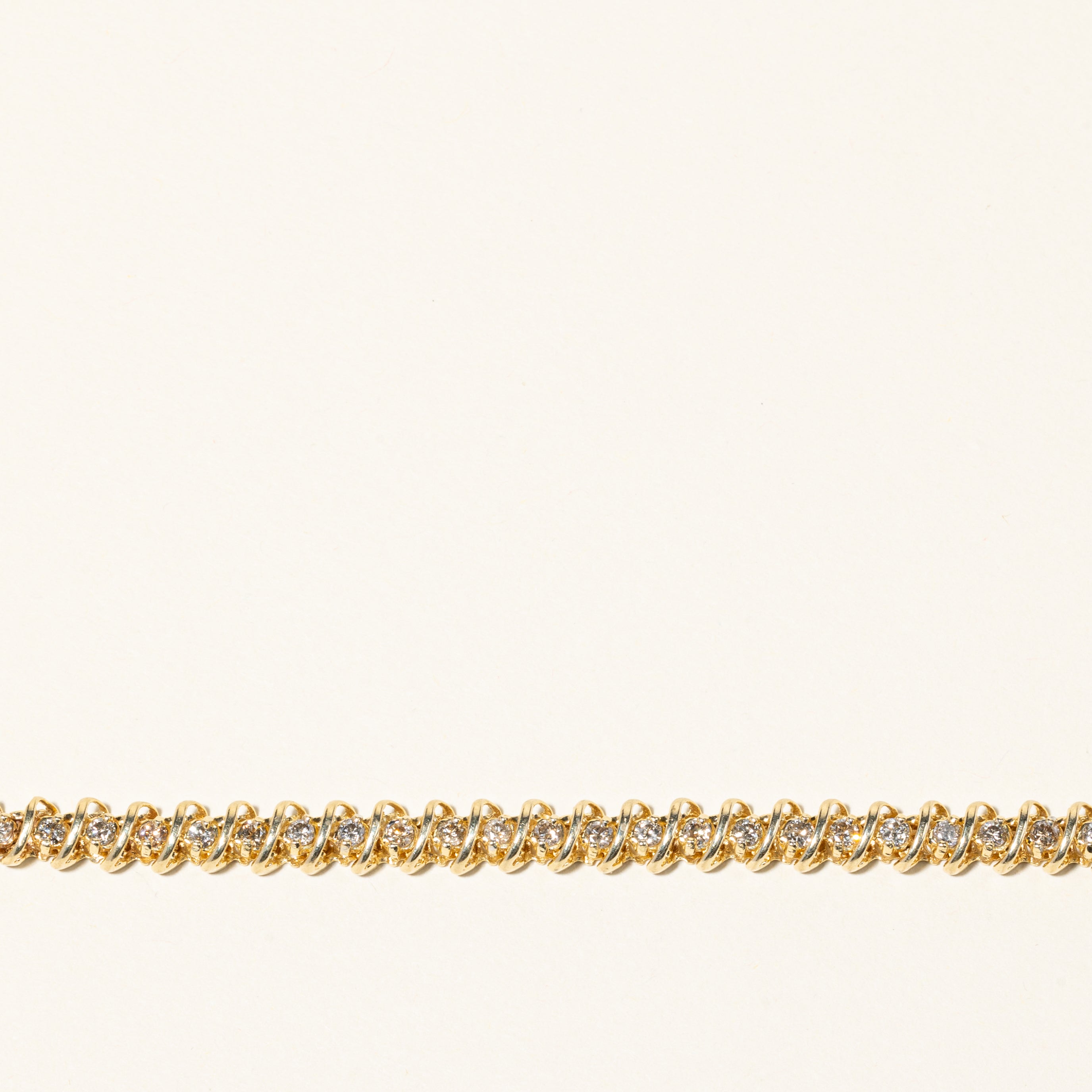 14K Yellow Gold Spiral Design Diamond Tennis Bracelet | 3.06ctw | SZ 8" |