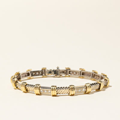 Two Tone Gold Diamond Bracelet | 0.96ctw | SZ 7.25