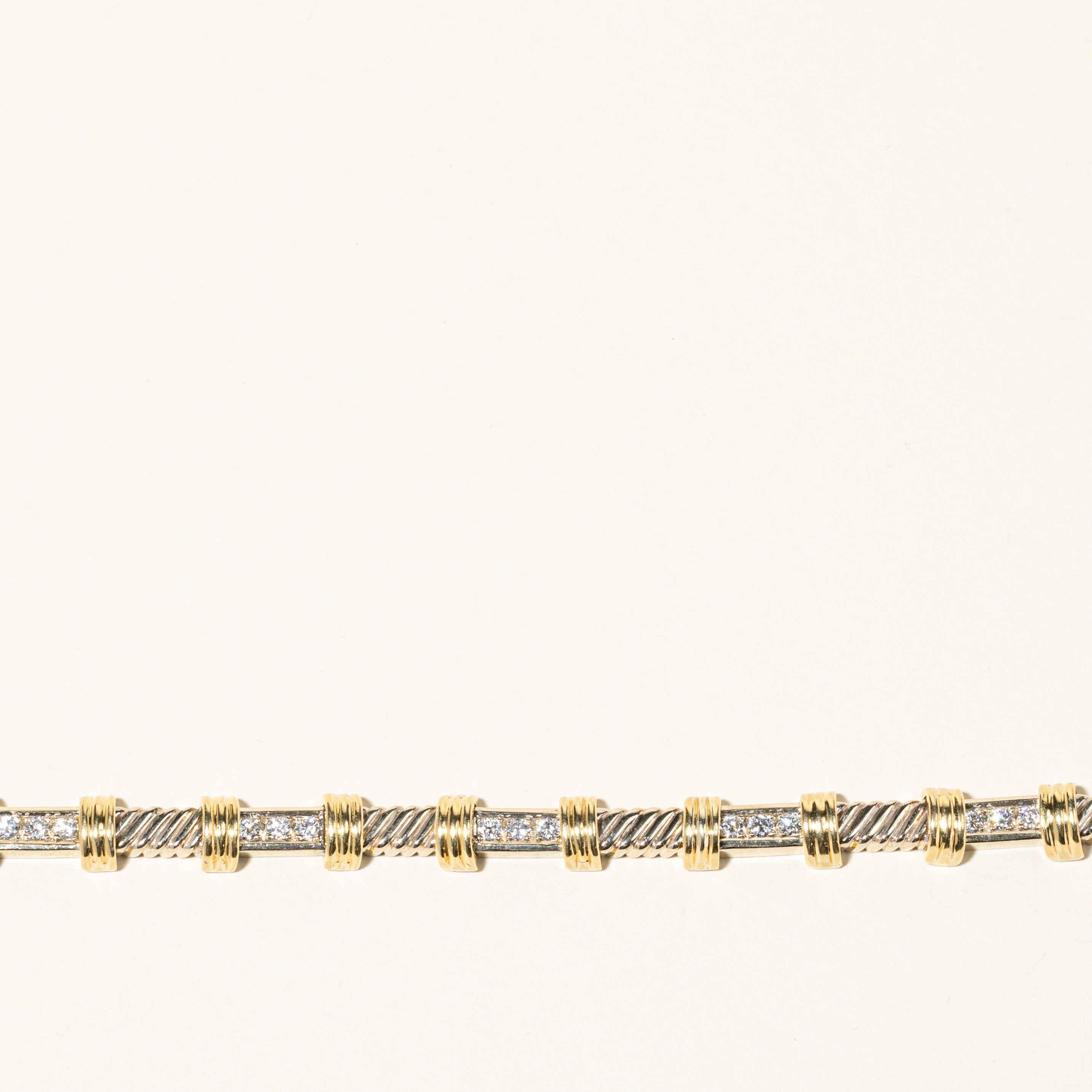 Two Tone Gold Diamond Bracelet | 0.96ctw | SZ 7.25"
