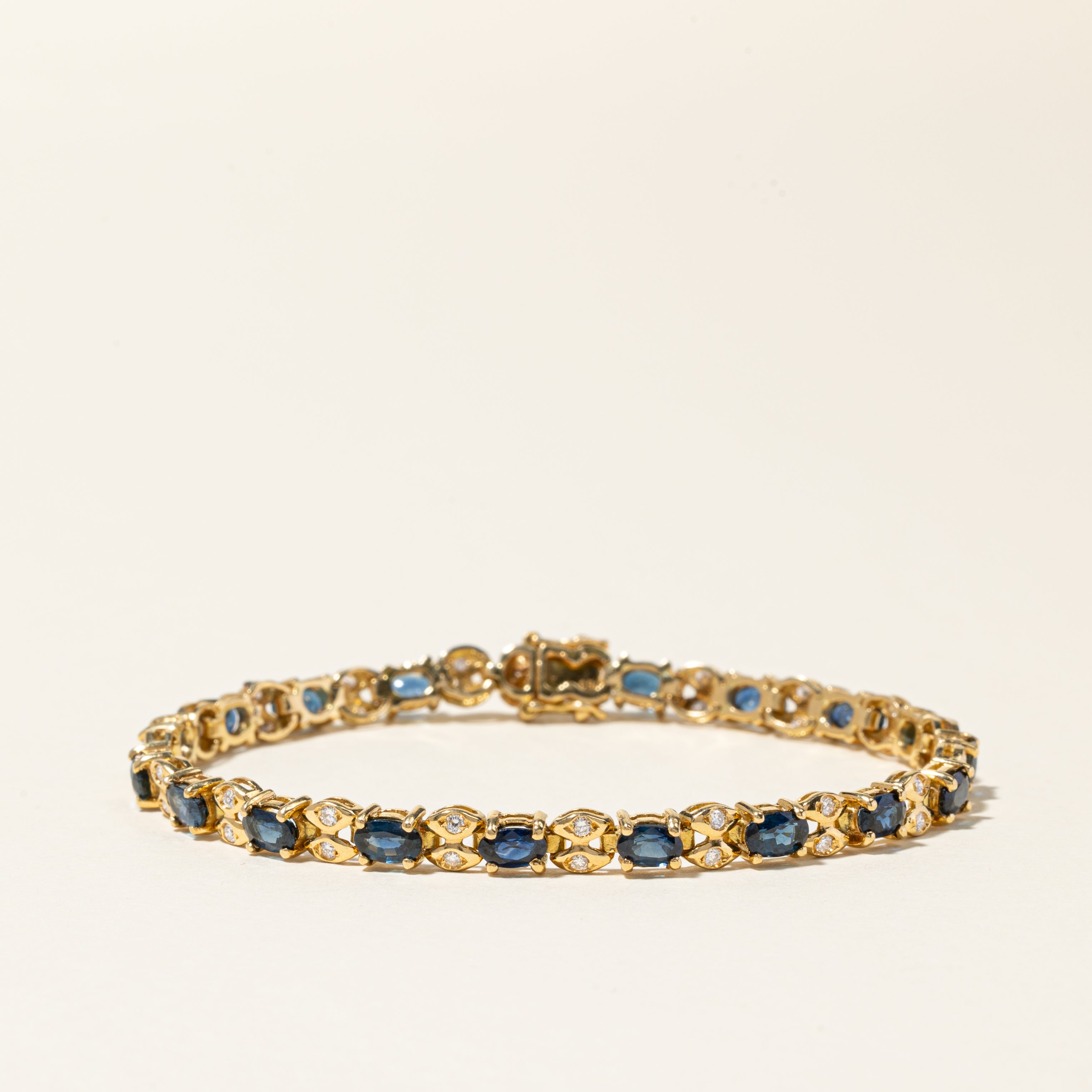 18K Yellow Gold Sapphire & Diamond Bracelet | 4.84ctw, 0.55ctw | 6.75" |
