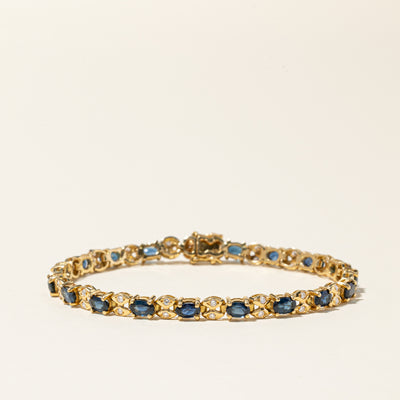 18K Yellow Gold Sapphire & Diamond Bracelet | 4.84ctw, 0.55ctw | 6.75