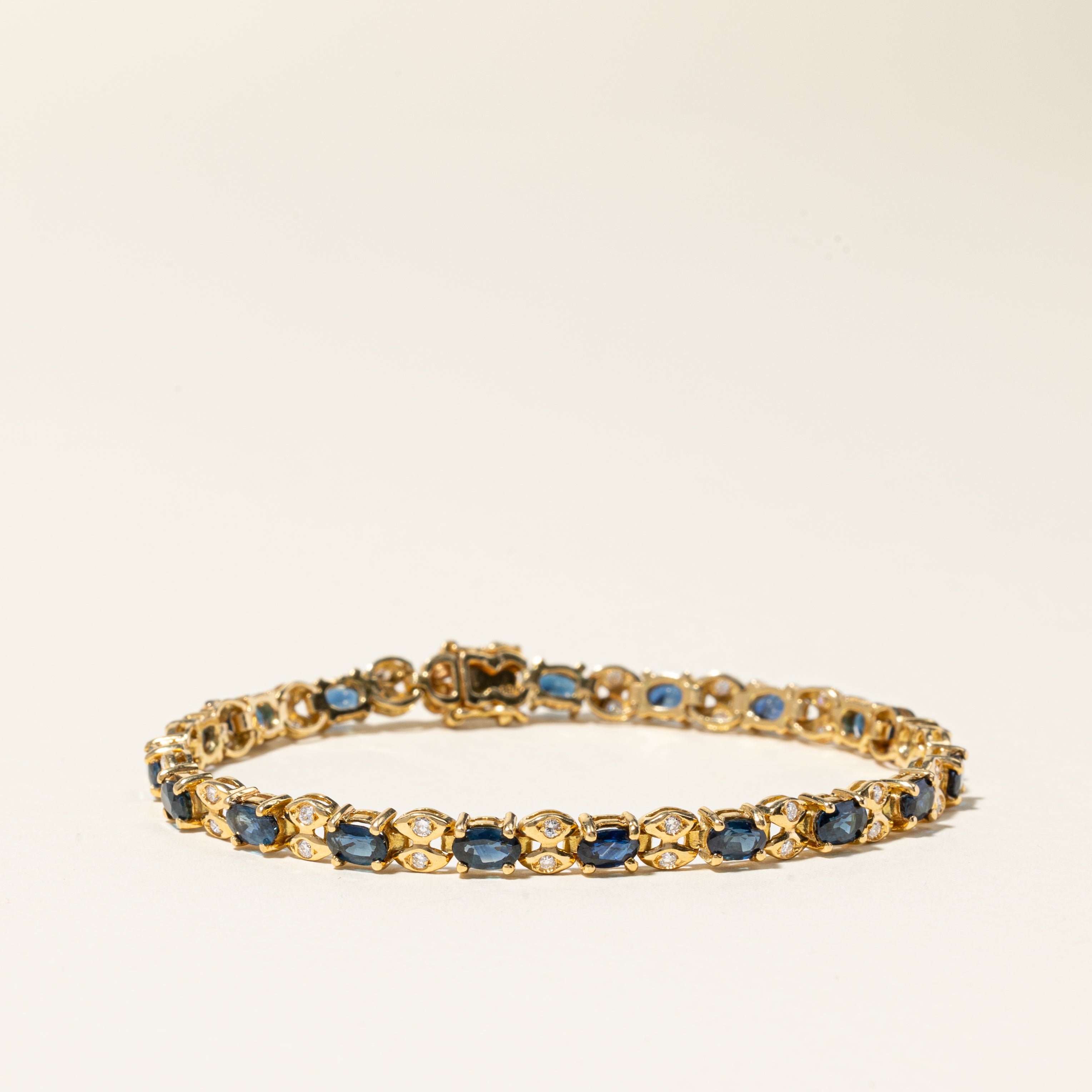 18K Yellow Gold Sapphire & Diamond Bracelet | 4.84ctw, 0.55ctw | 6.75" |
