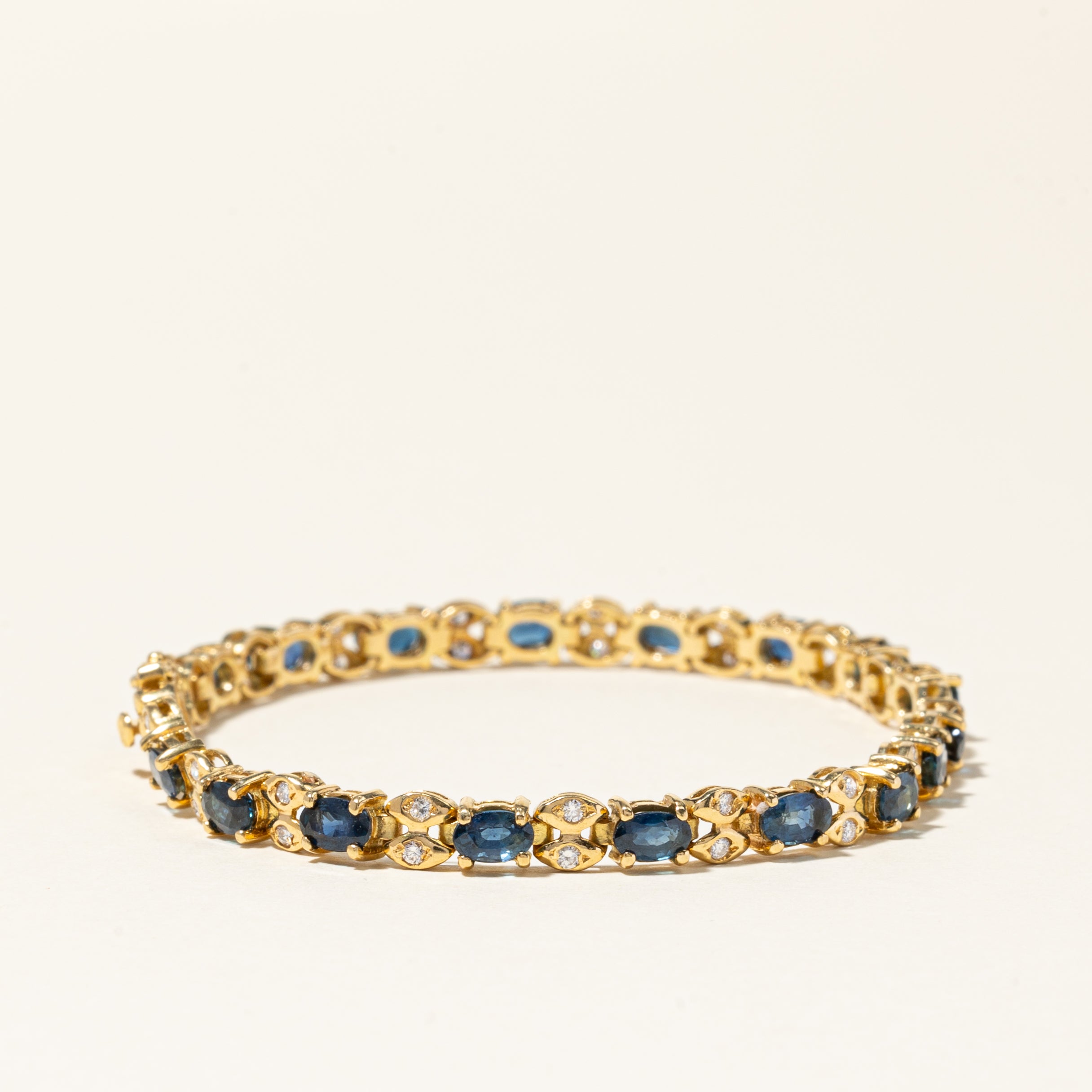 18K Yellow Gold Sapphire & Diamond Bracelet | 4.84ctw, 0.55ctw | 6.75" |